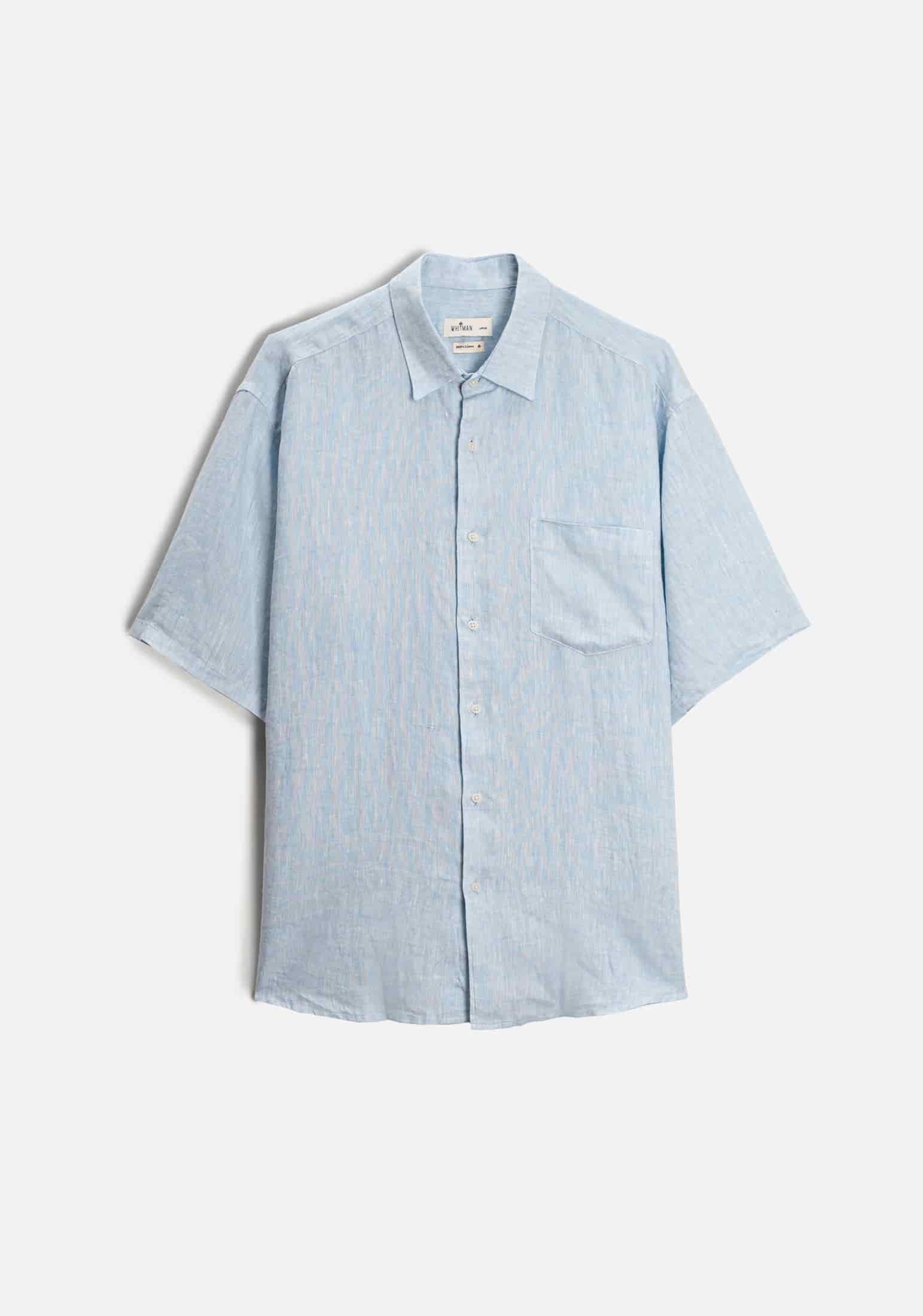 Camisa H Harlem Lino Unicolor Azul Claro - miniatura 1
