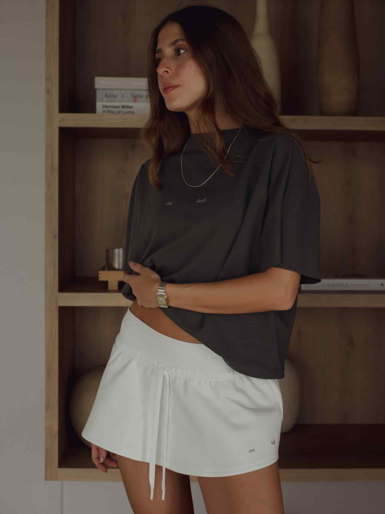 ONE HALF ROLLED SLEEVE T-SHIRT - GRAY - miniatura 2
