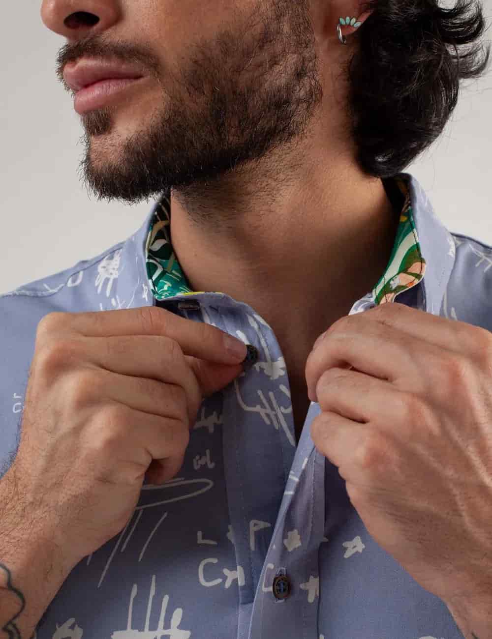 Camisa Regular Fit Le Panto Azul claro Hombre - miniatura 8