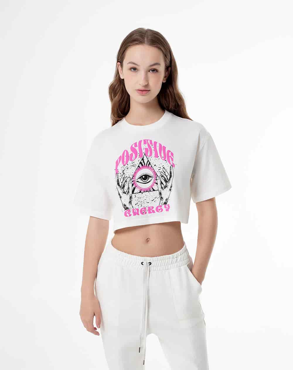 Camiseta crop regular algodón habana mujer - miniatura 1