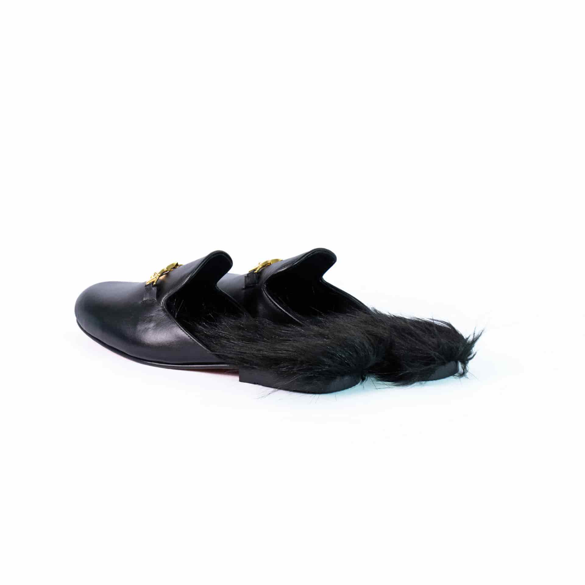 Slippers mules felpa negra - miniatura 3