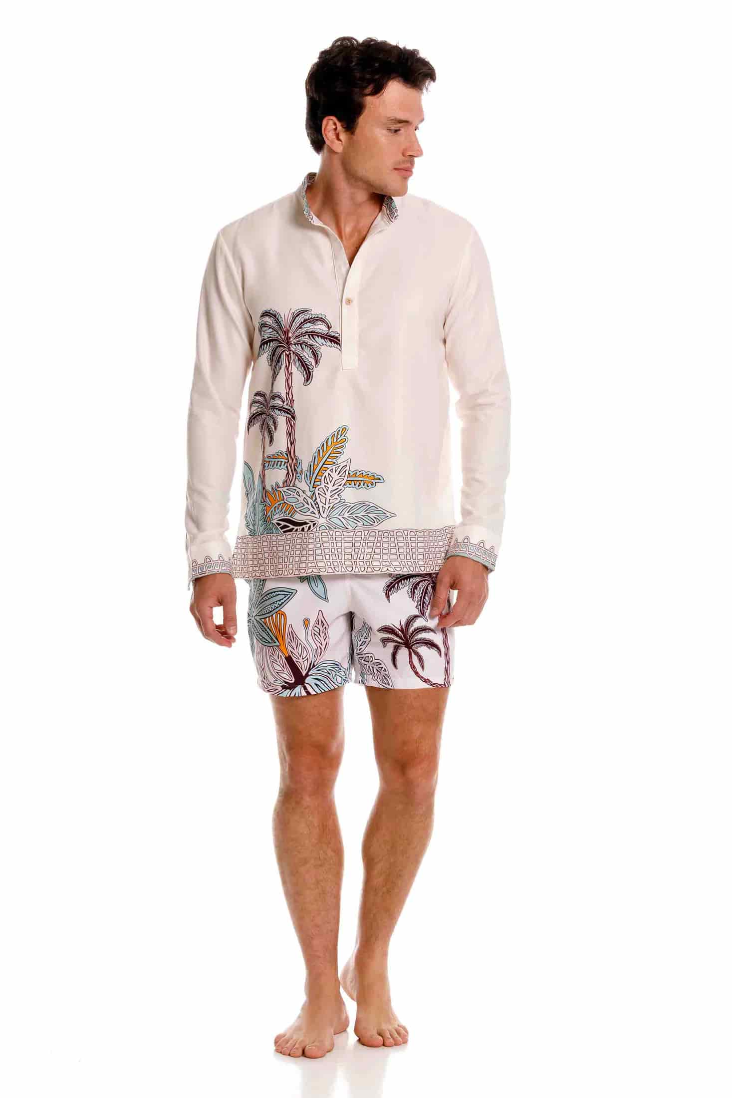 Camisa Nerú Hombre Maxipalms Beige - miniatura 5