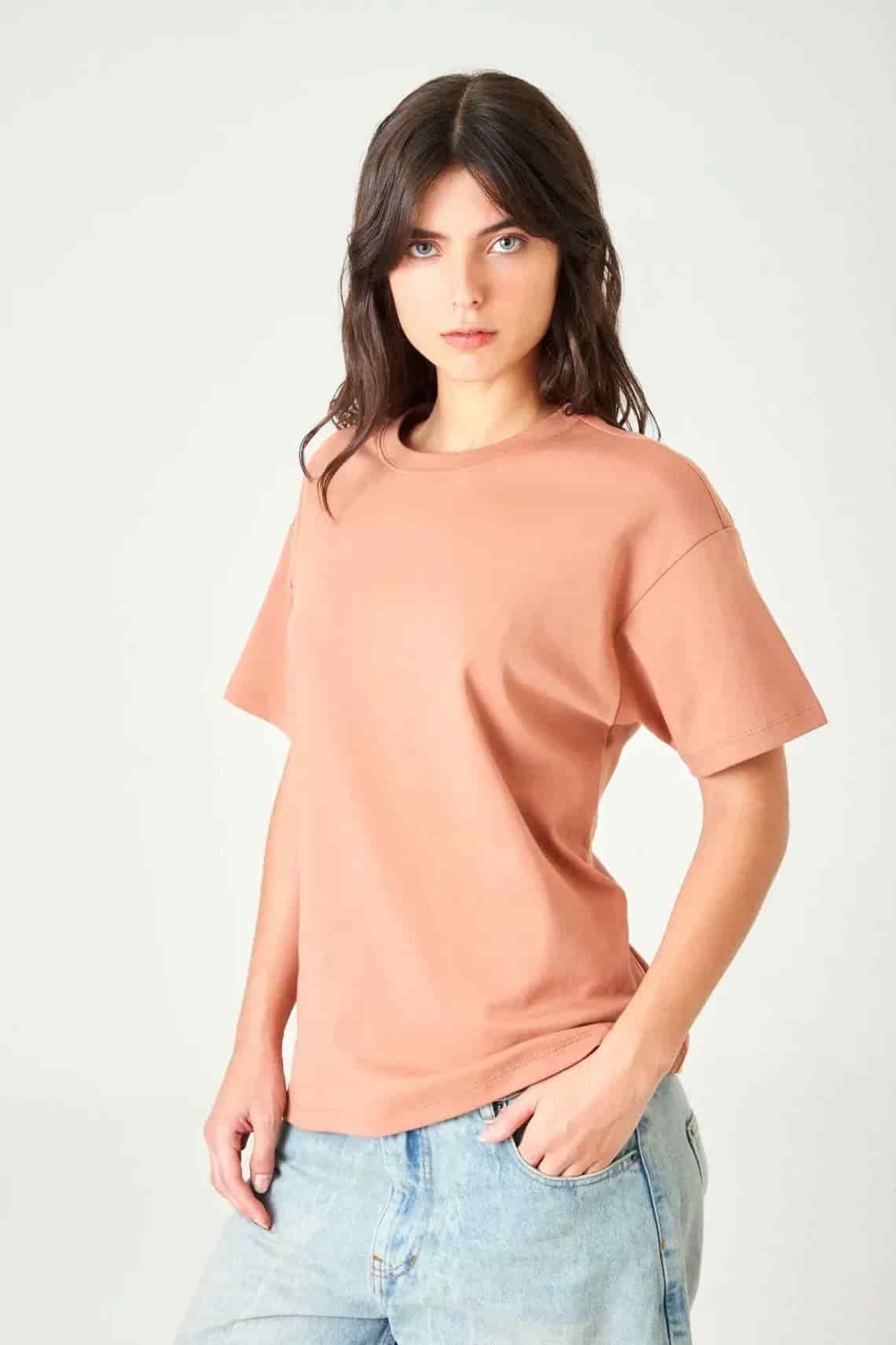 Camiseta relaxed fit manga corta en terracota para mujer - miniatura 3