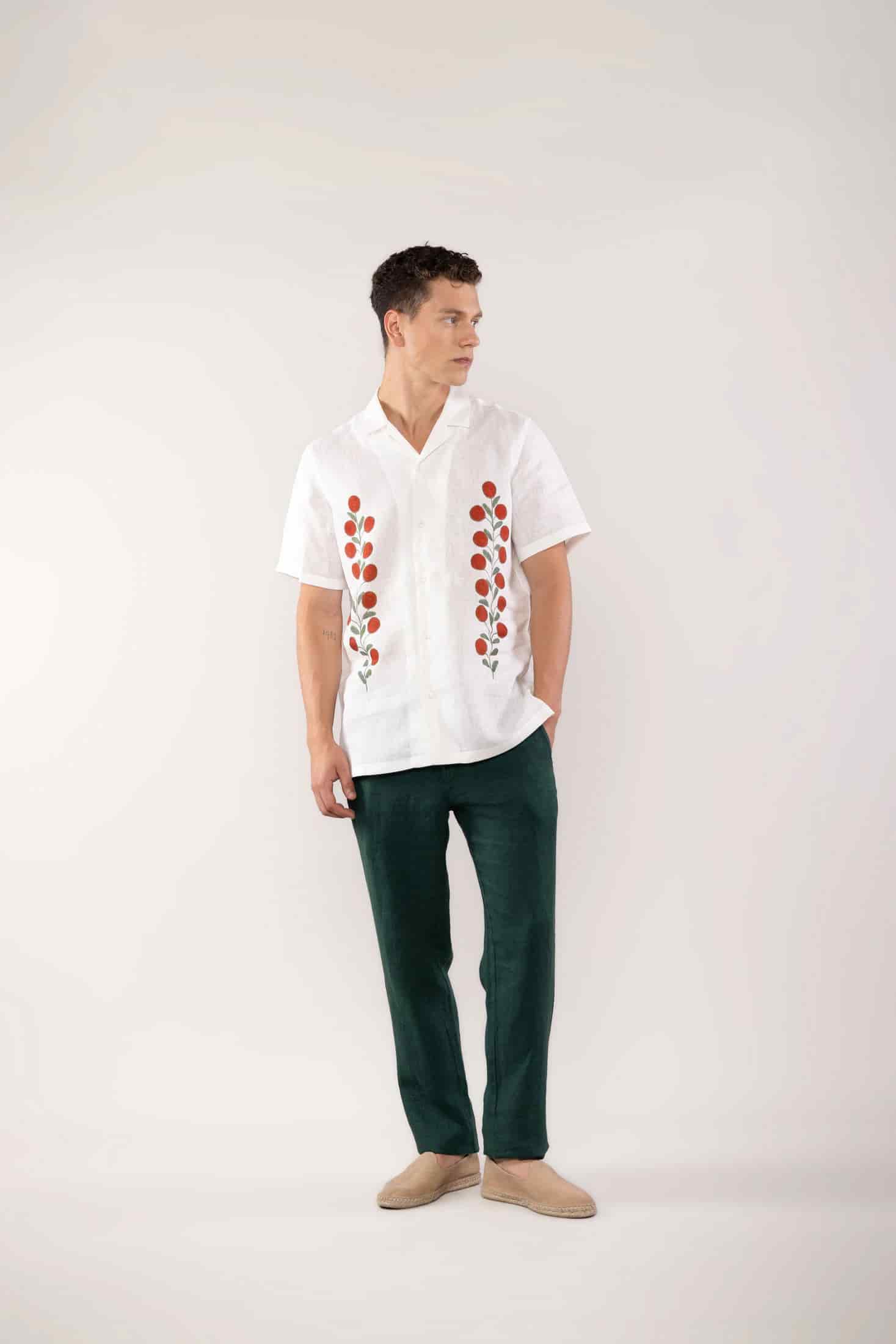 Men's linen shirt red mirzo - miniatura 4