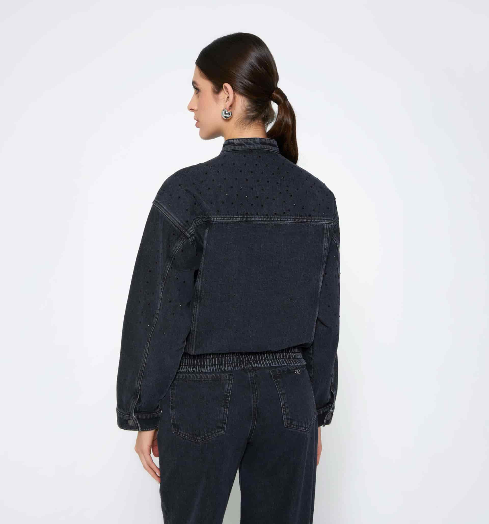 Chaqueta denim con cristales - miniatura 3