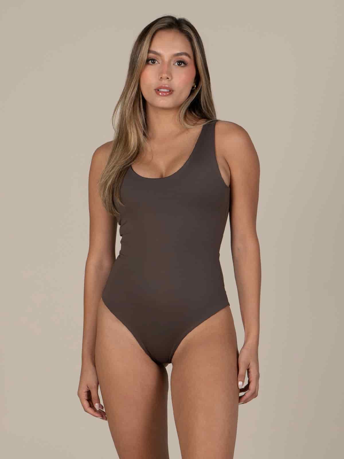Vestido de bano zuri cafe - miniatura 1