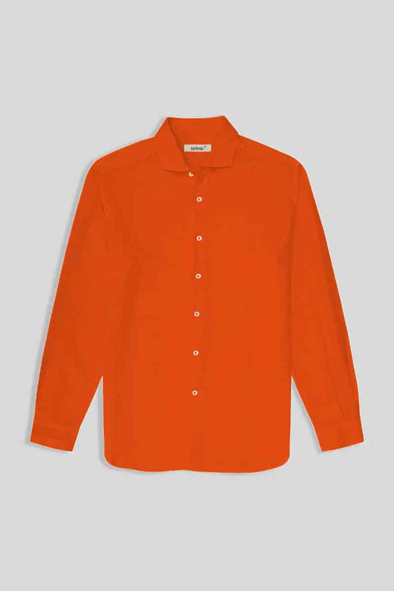 Men's linen shirt orange - miniatura 1