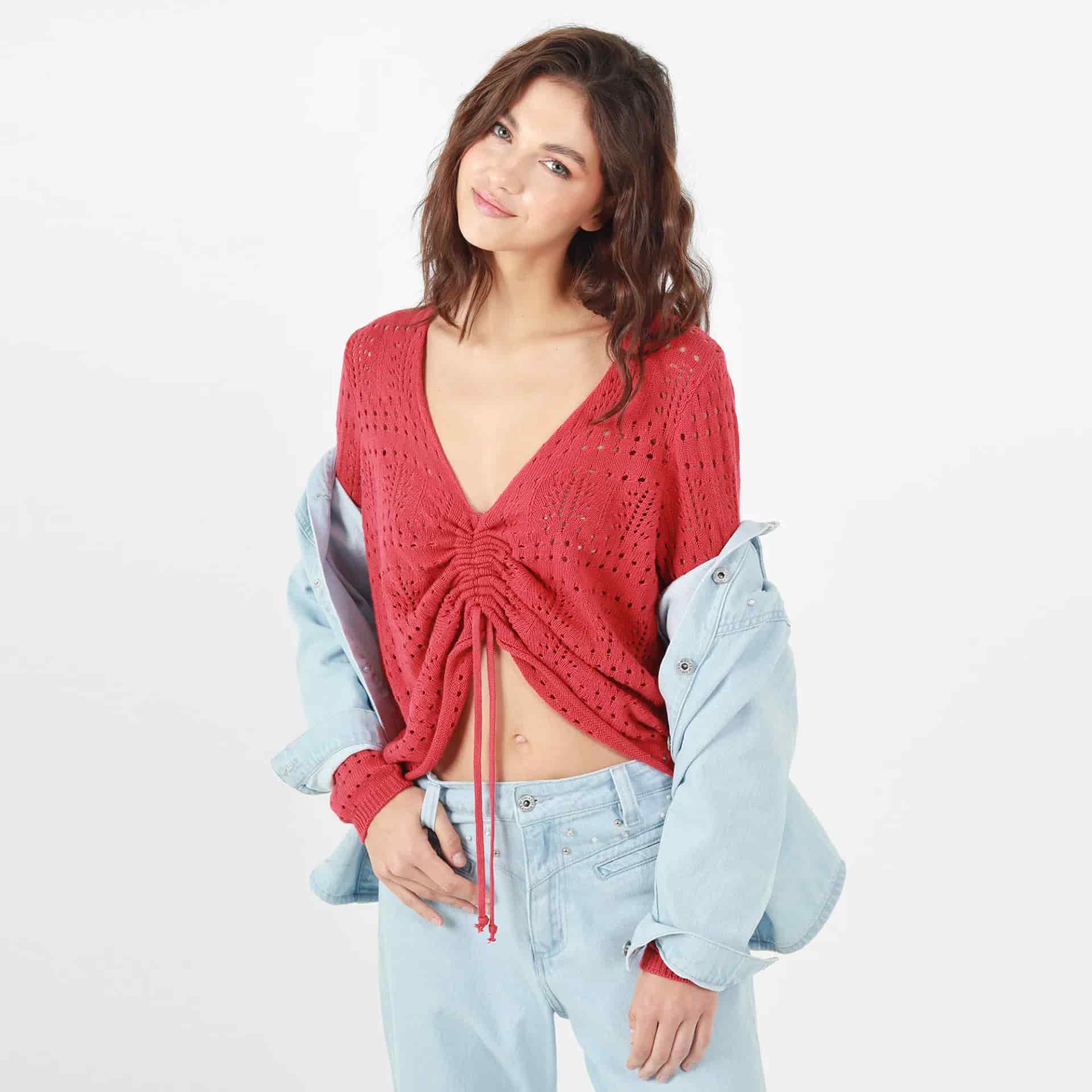 Sweater Cuello V Manga Larga - miniatura 1