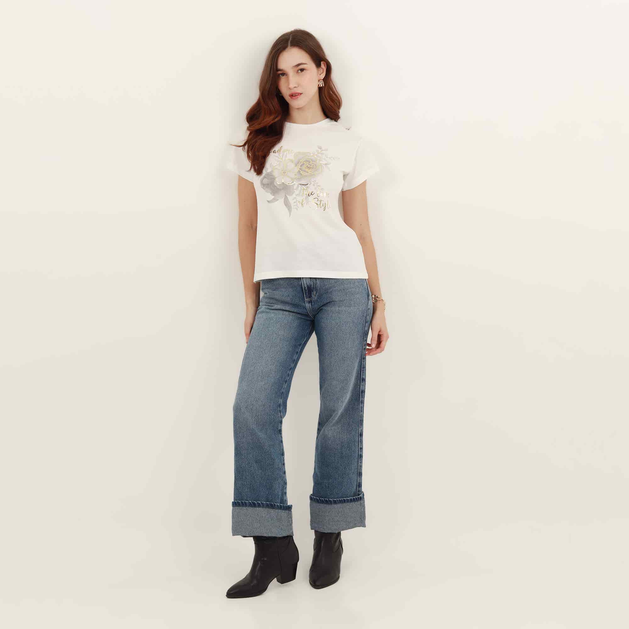 Camiseta cuello redondo manga corta con estampado J'adore - miniatura 1