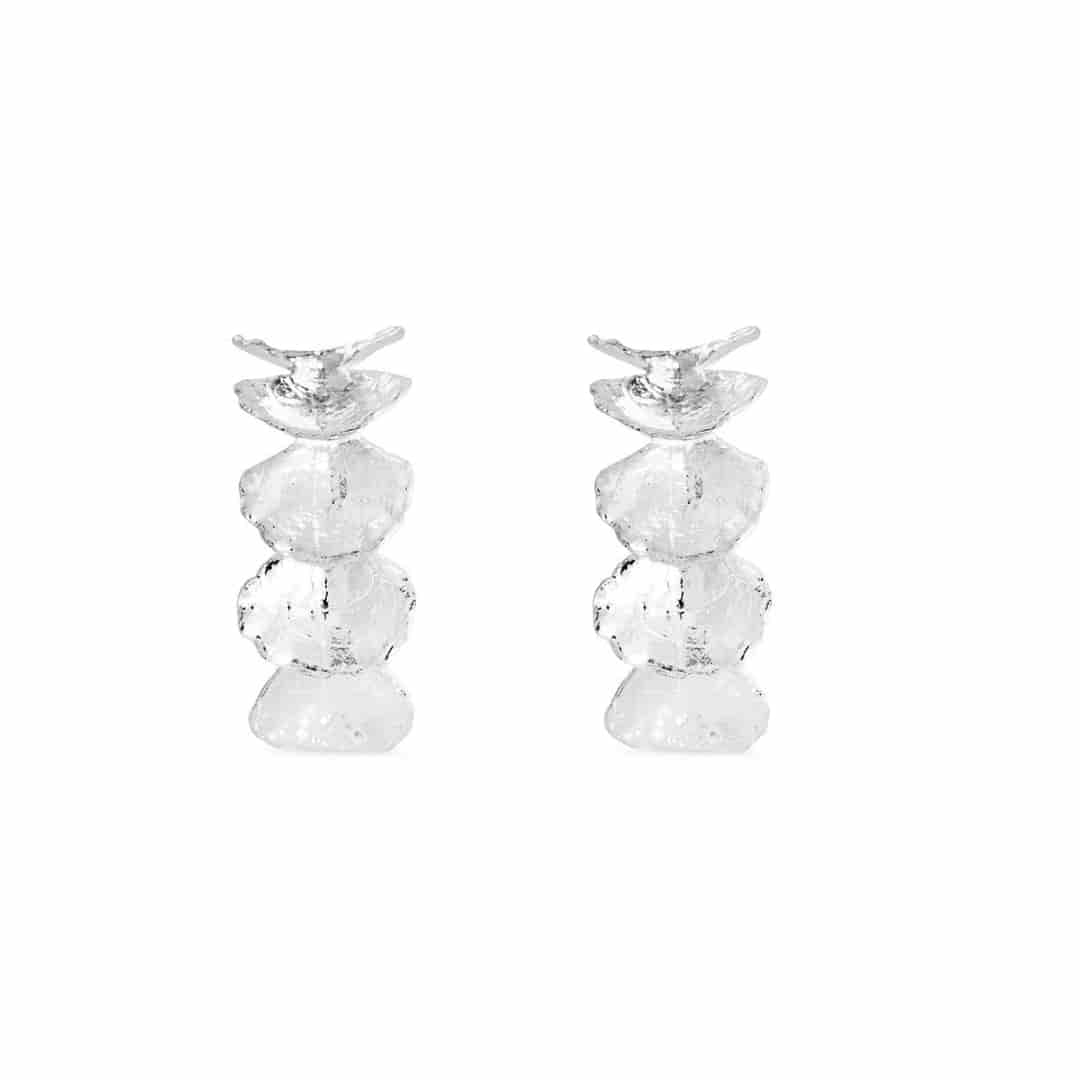 Candongas Pétalos en plata - miniatura 2