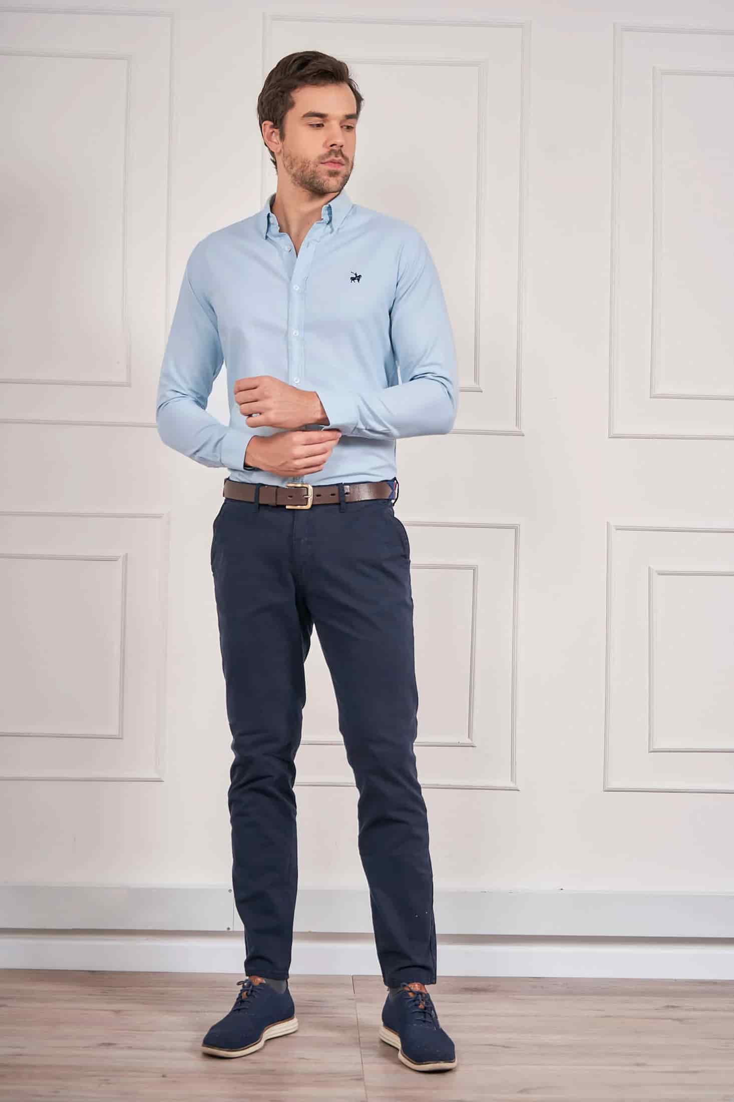 Camisa Oxford Hombre Azul clara - miniatura 3