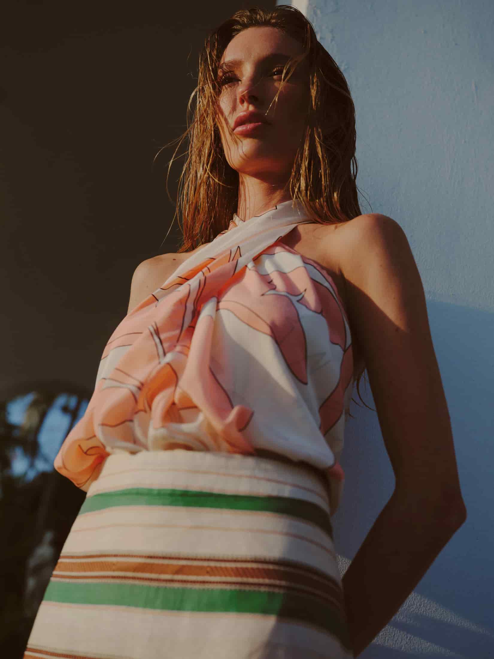 Cayetana Silk Crepe Blouse / Peach Palms - miniatura 2