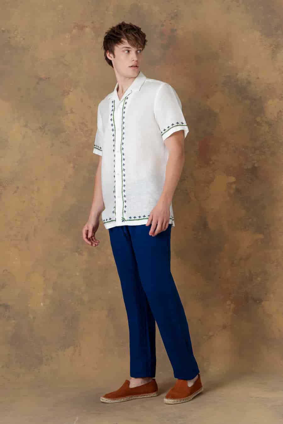 Men's linen shirt bowling acantha white - miniatura 6