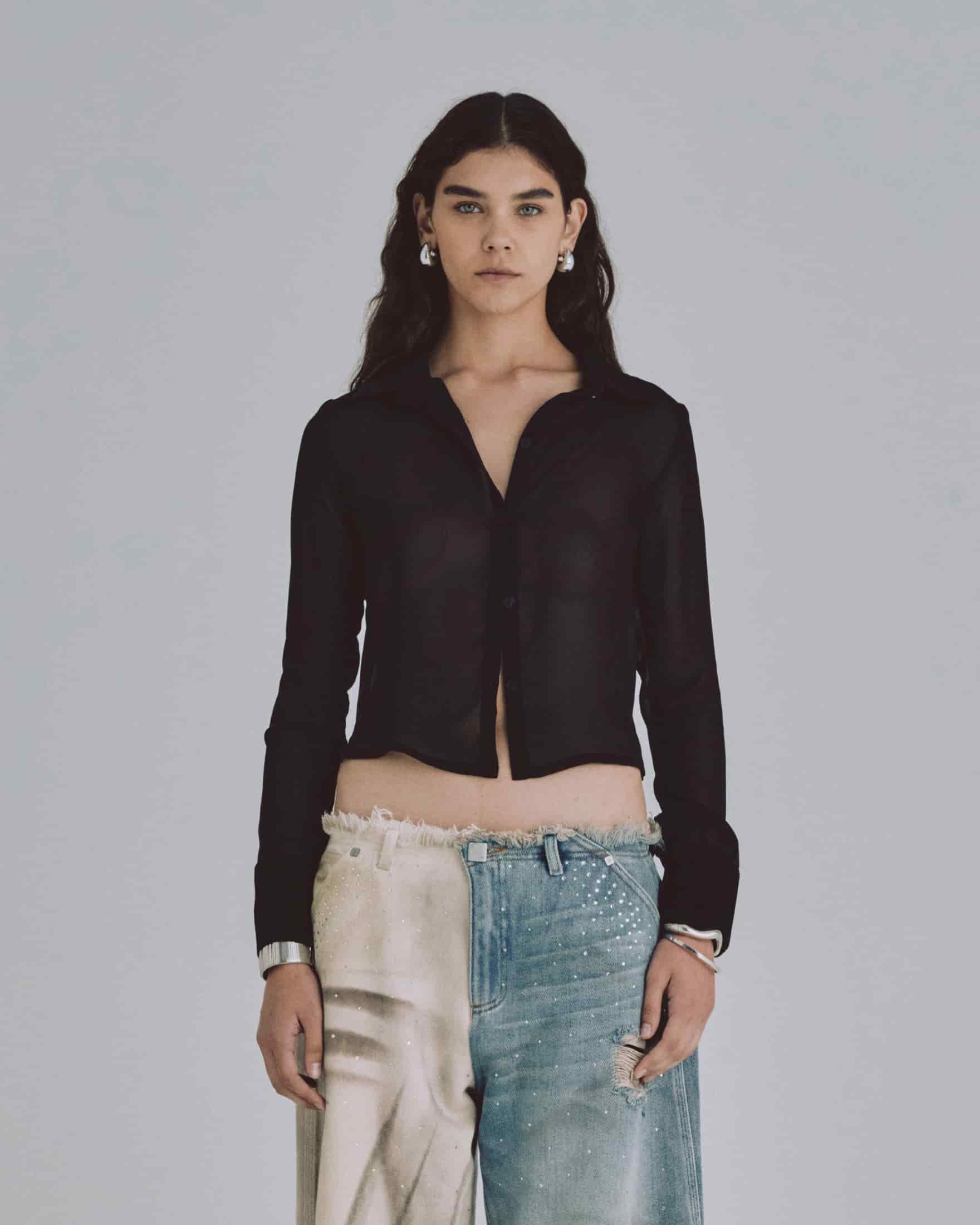 W Basics Transparent Shirt Black - miniatura 2