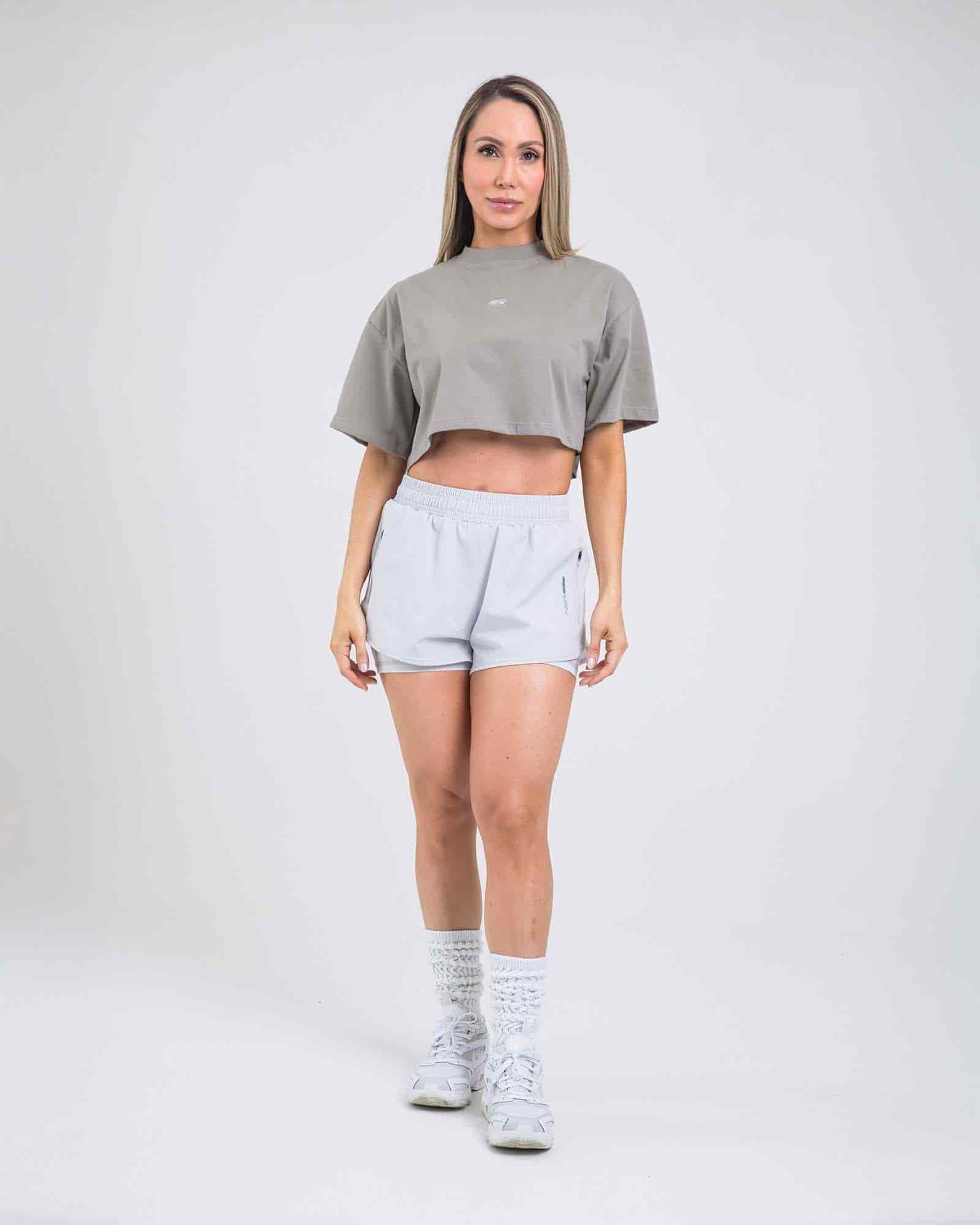 Short running trail dual gris cloud outdoor FIBER - miniatura 10
