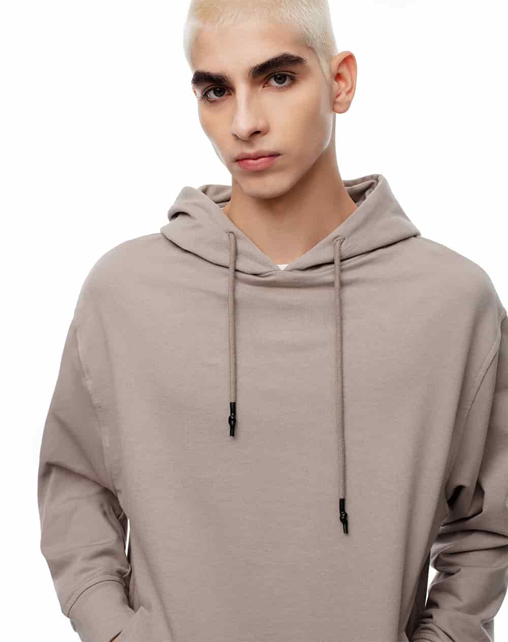 Buzo relax tipo hoddie algodón taupe hombre - miniatura 3