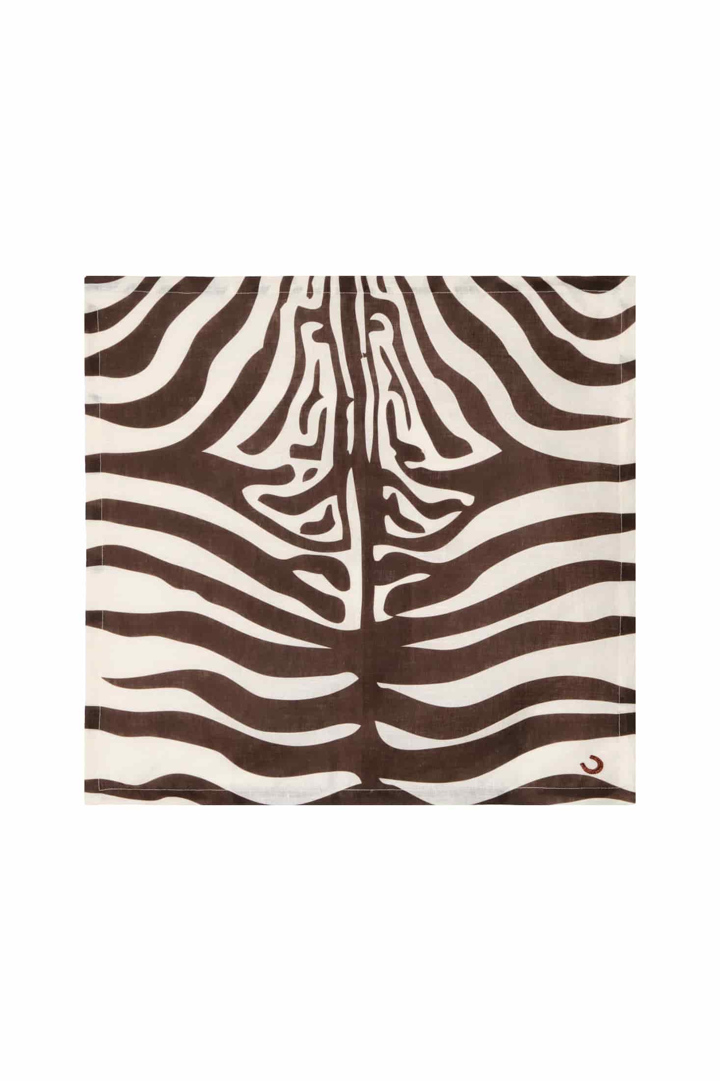 Zebra Embroidered Linen Napkins / Set of 4 - miniatura 2