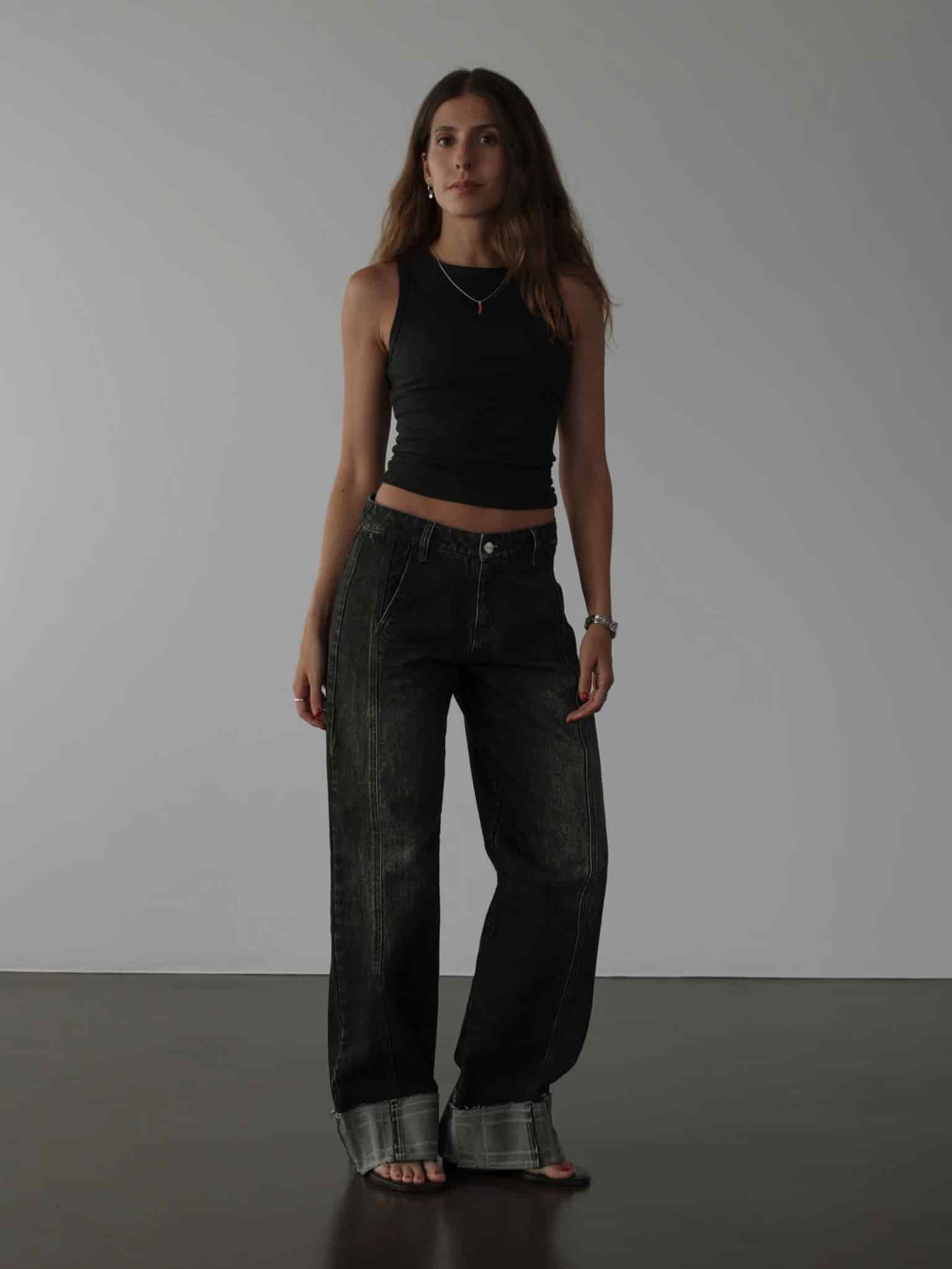 SQUARED CUFF JEAN - BLACK PEPPER - miniatura 6