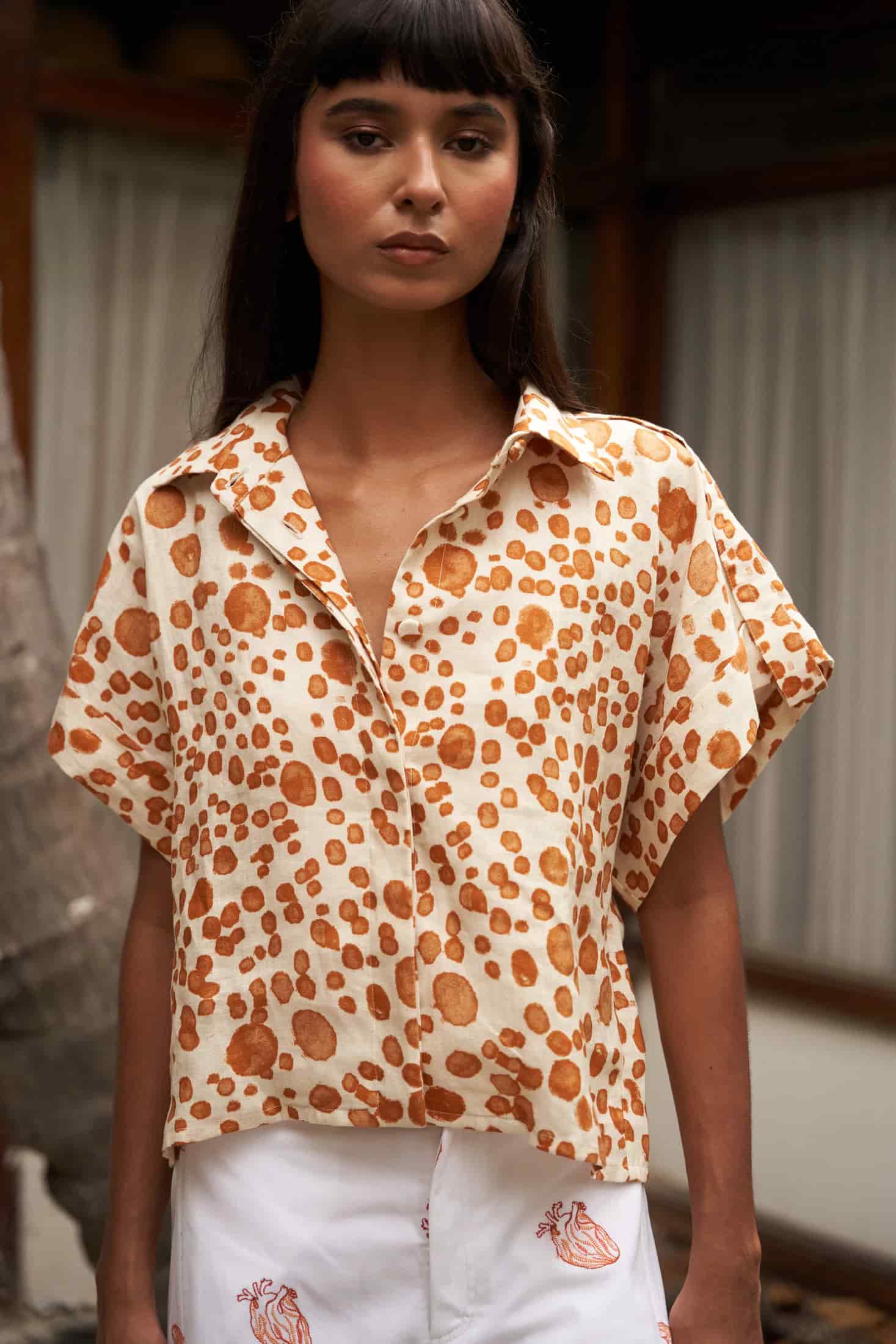 Camisa Creta puntos naranja - miniatura 1