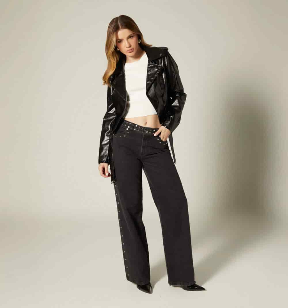 Chaqueta biker con cinturon - miniatura 17