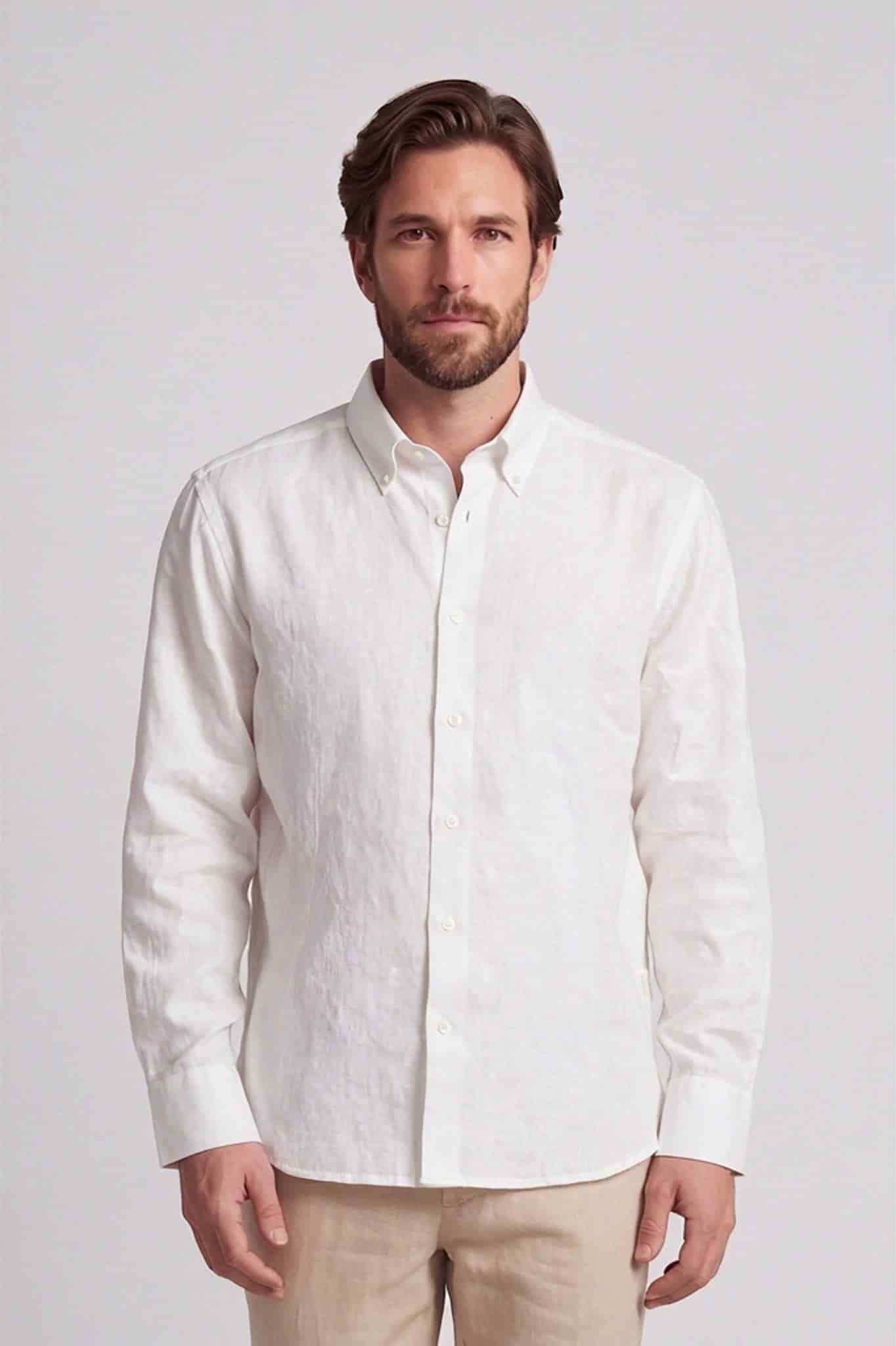 Camisa manga larga lino y algodón para hombre Jon Sonen 010226001 - miniatura 4