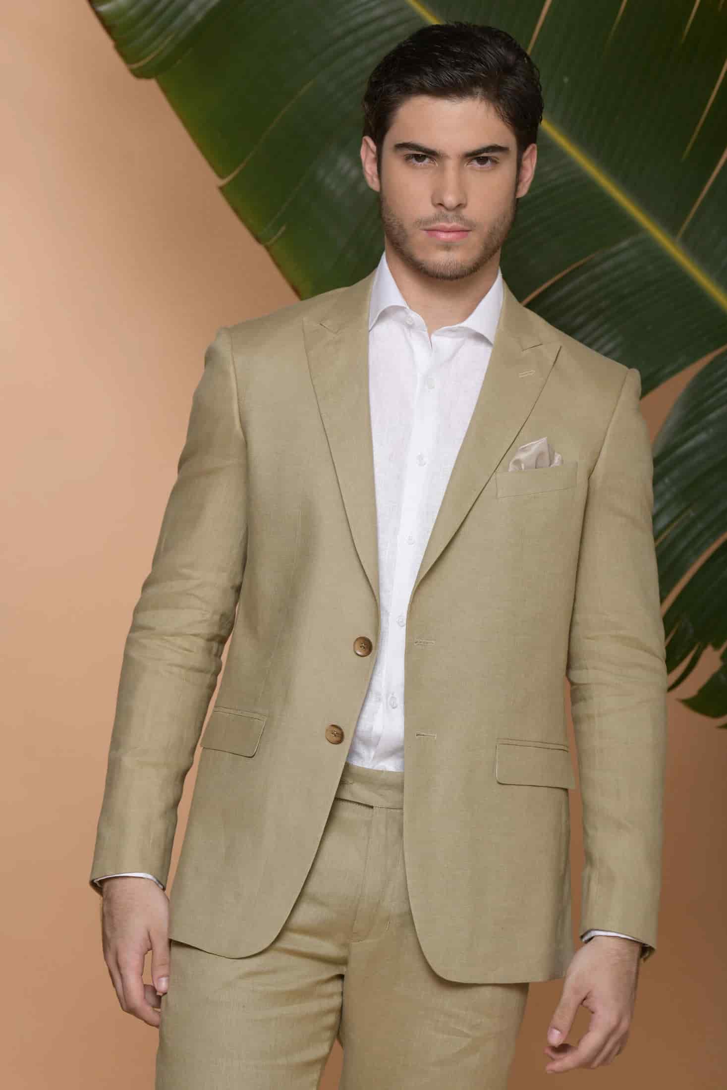 Traje Slim Fit 100% Lino Verde Aloe - miniatura 6