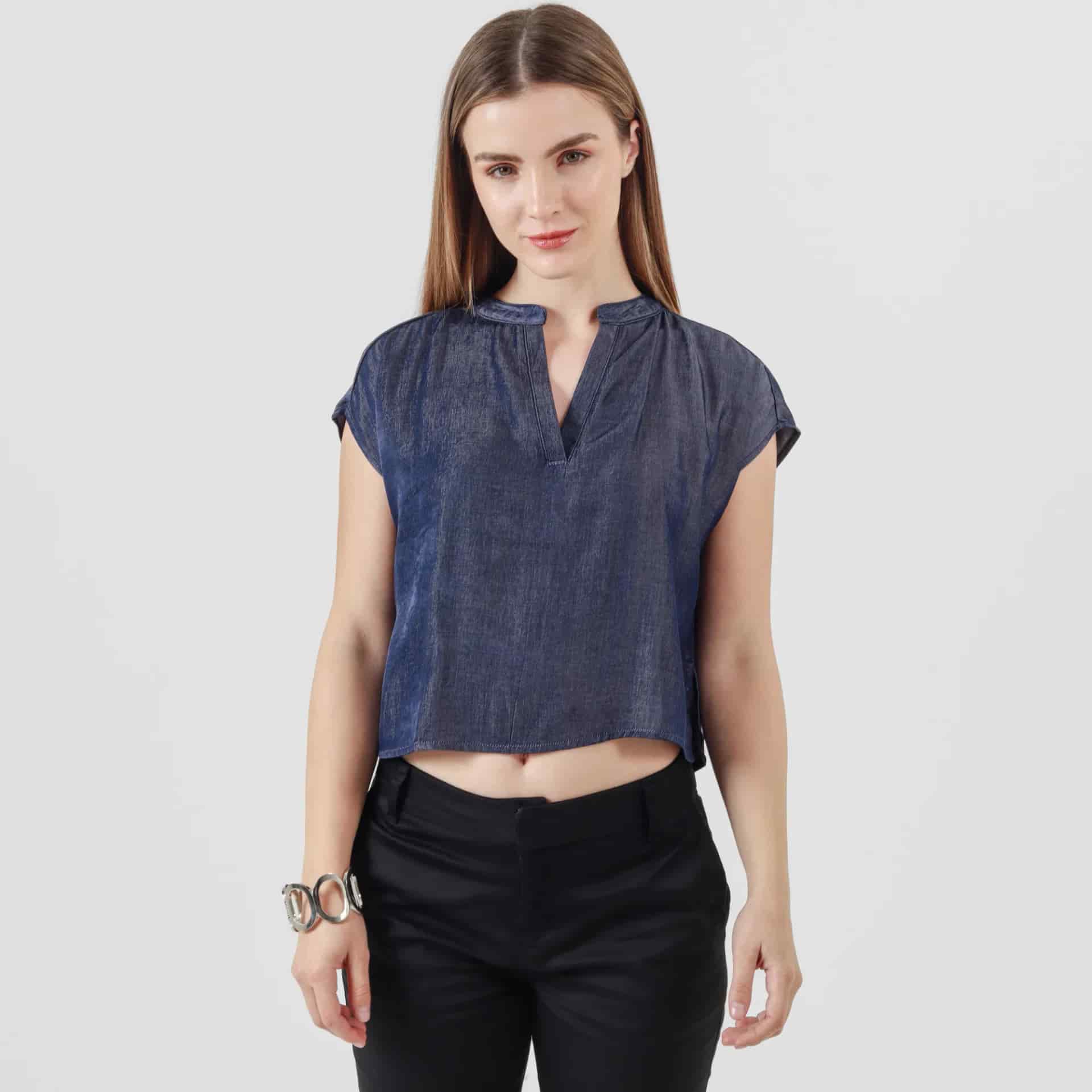 Blusa Cuello V Neru Manga Sisa - miniatura 3