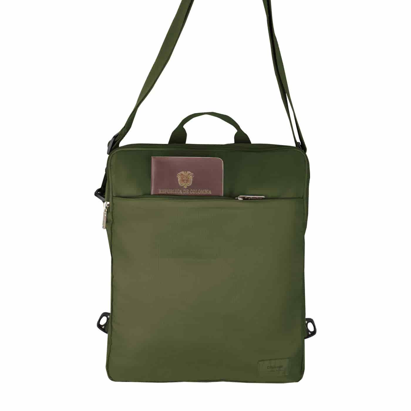Bolso Manos Libres Convertible a Morral Citybags Light Verde Militar - miniatura 7