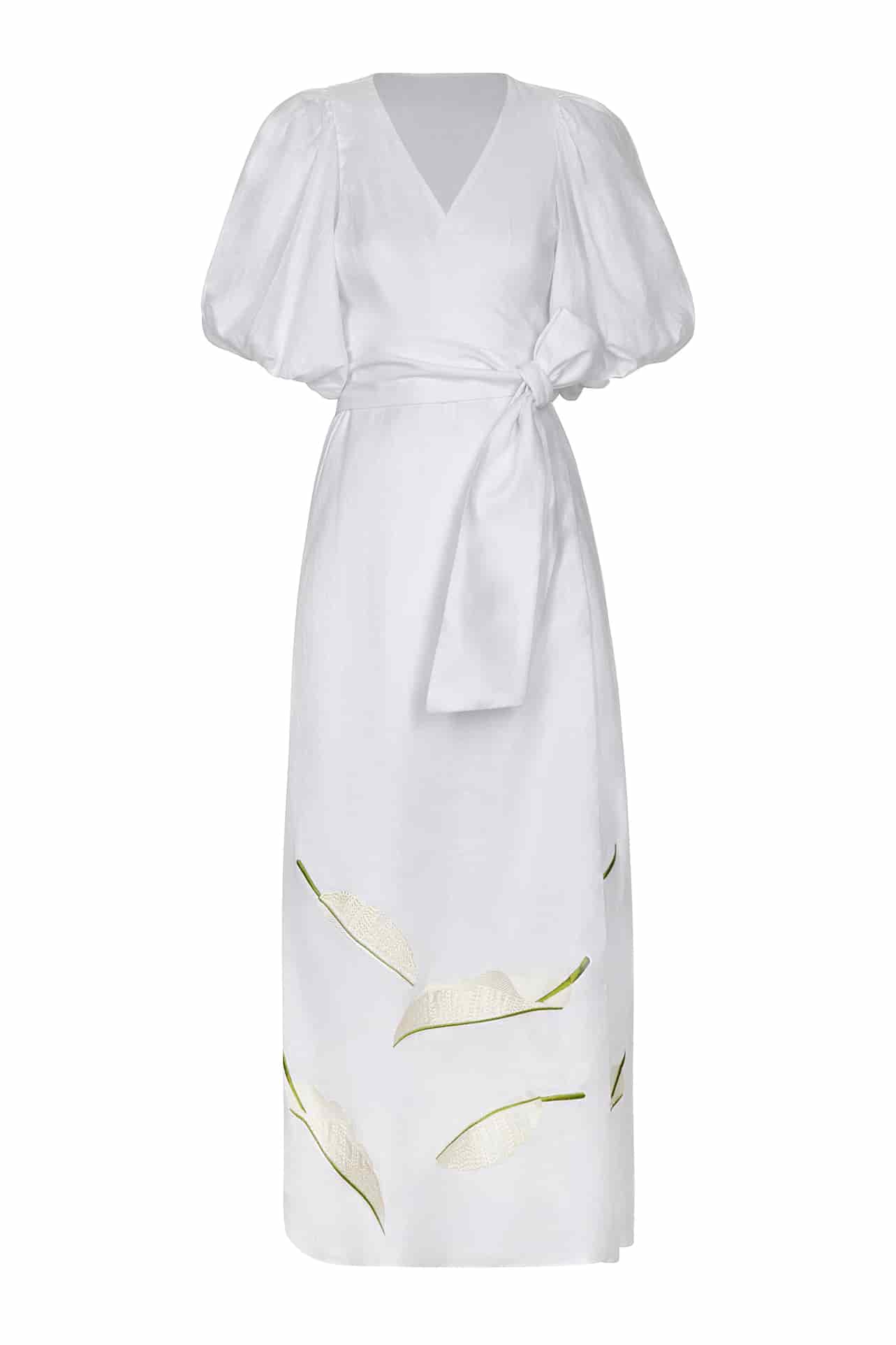 Ermita Linen Embroidered Midi Dress / White - miniatura 1