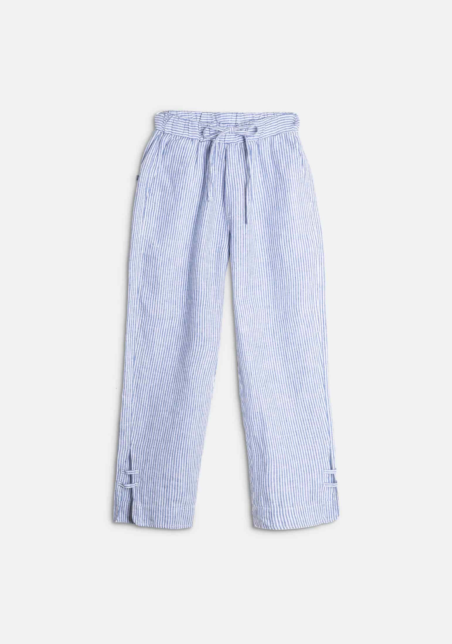 Jogger Alessia Lino Rayas Azul - Blanco - miniatura 1
