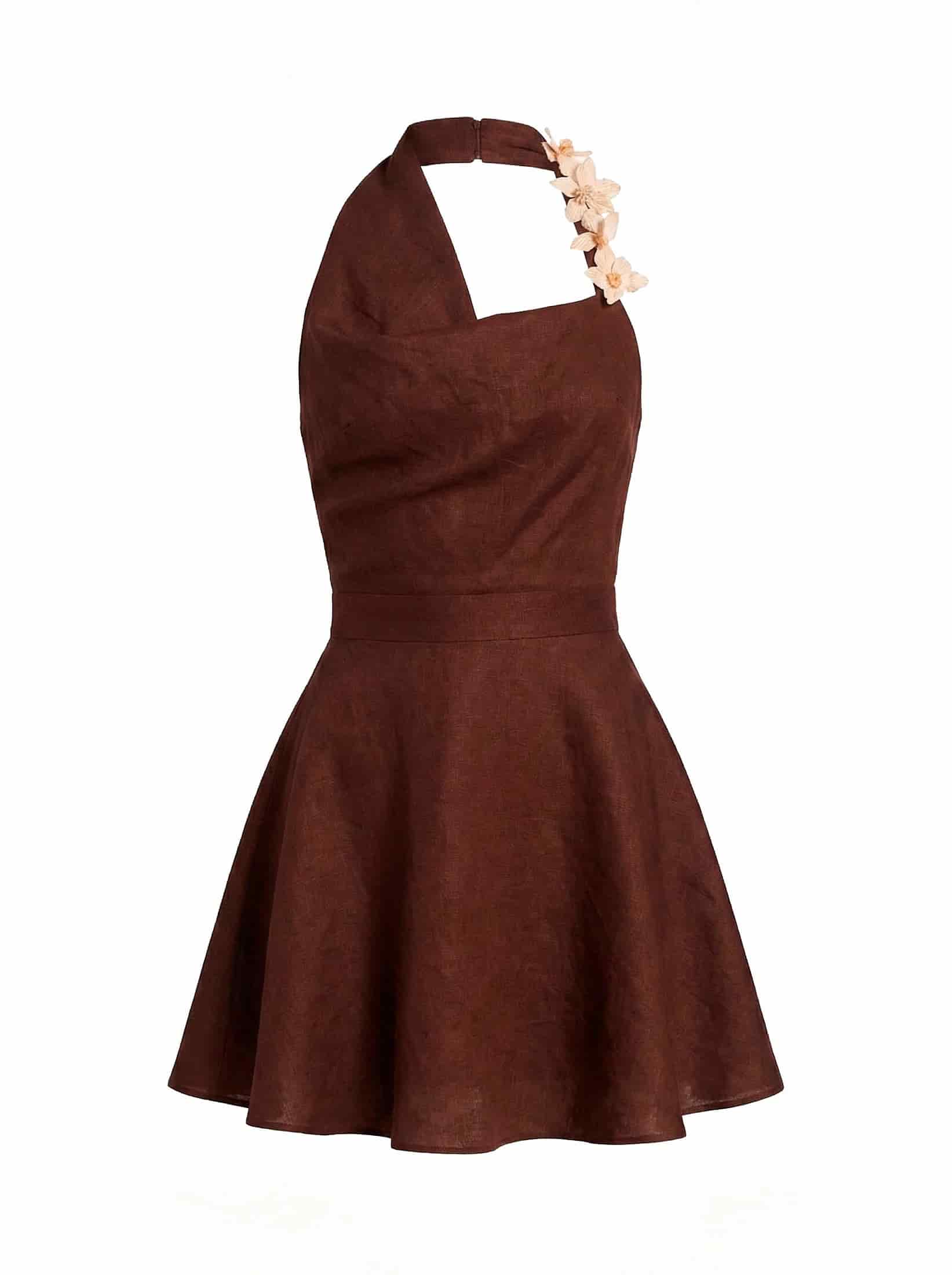 ZELDA DRESS UMBER BROWN - miniatura 1