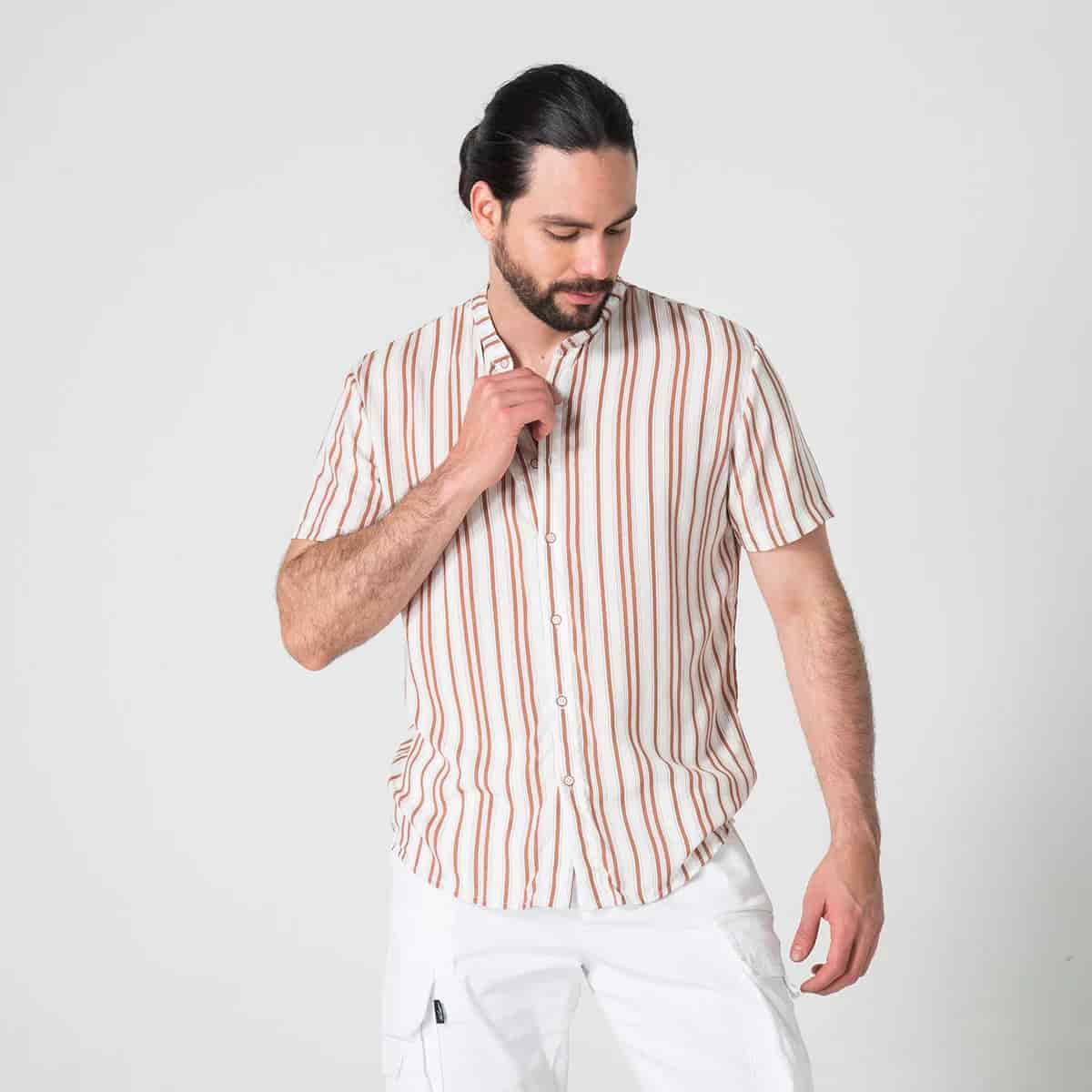 Camisa Rallas Manga Corta Slim Garnica - miniatura 4