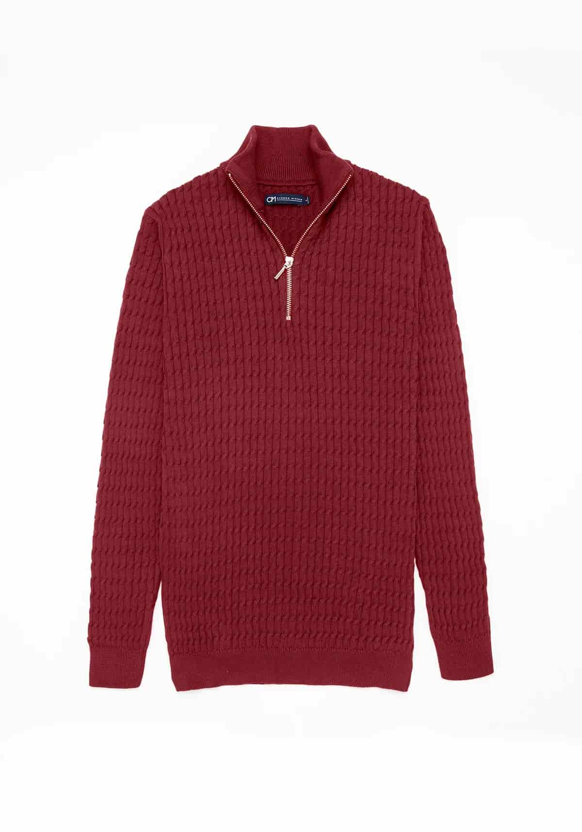 Saco Trenzado Half Zip Algodón Vino - miniatura 8