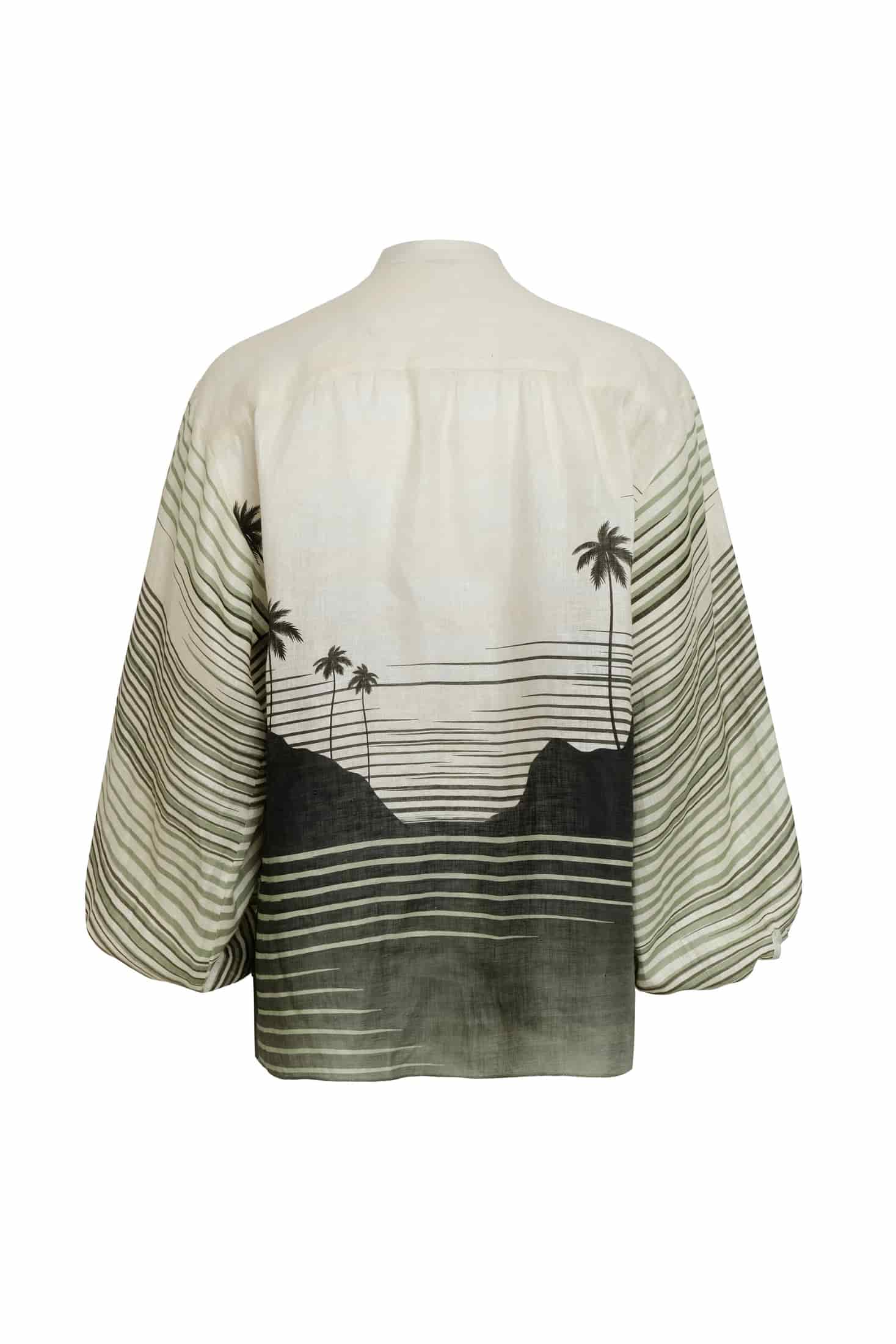 Don Simon Linen Shirt / Green Tropical Landscape - miniatura 3