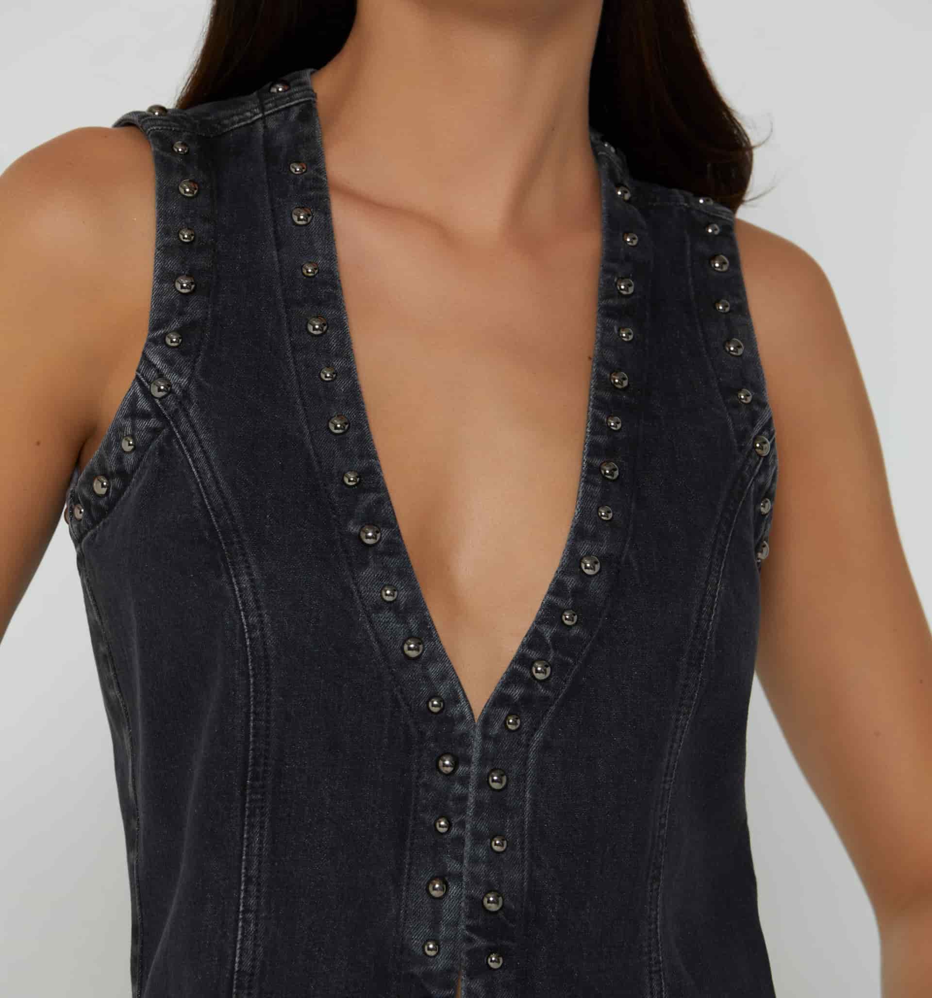 Chaleco  en denim con taches - miniatura 2