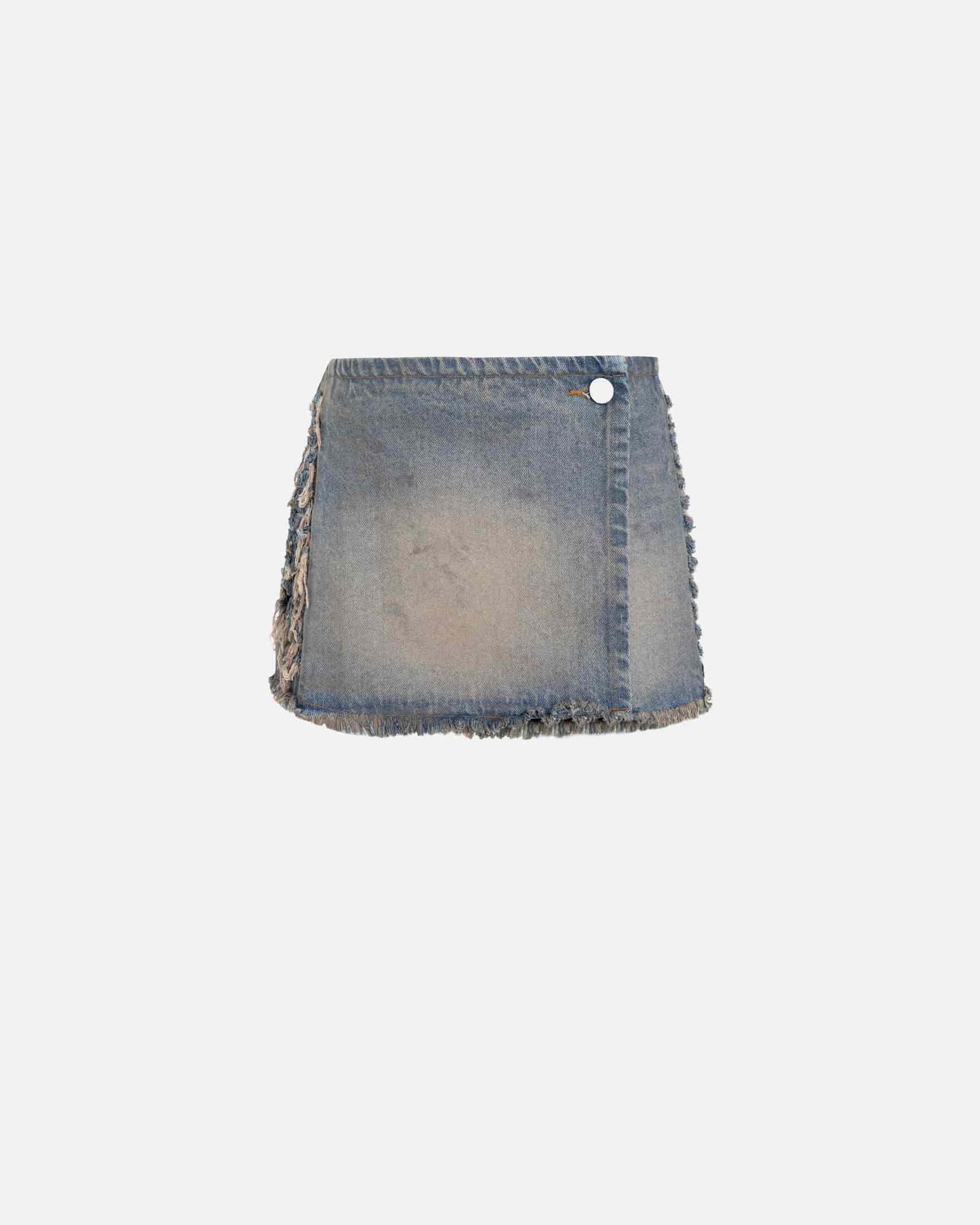 W Santa Union Basic Ripped Skirt Dirty Blue - miniatura 1