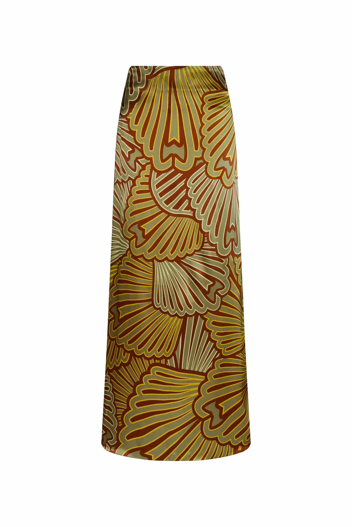 Carlota Satin Silk Maxi Skirt / Yellow Intricate Shells - miniatura 1