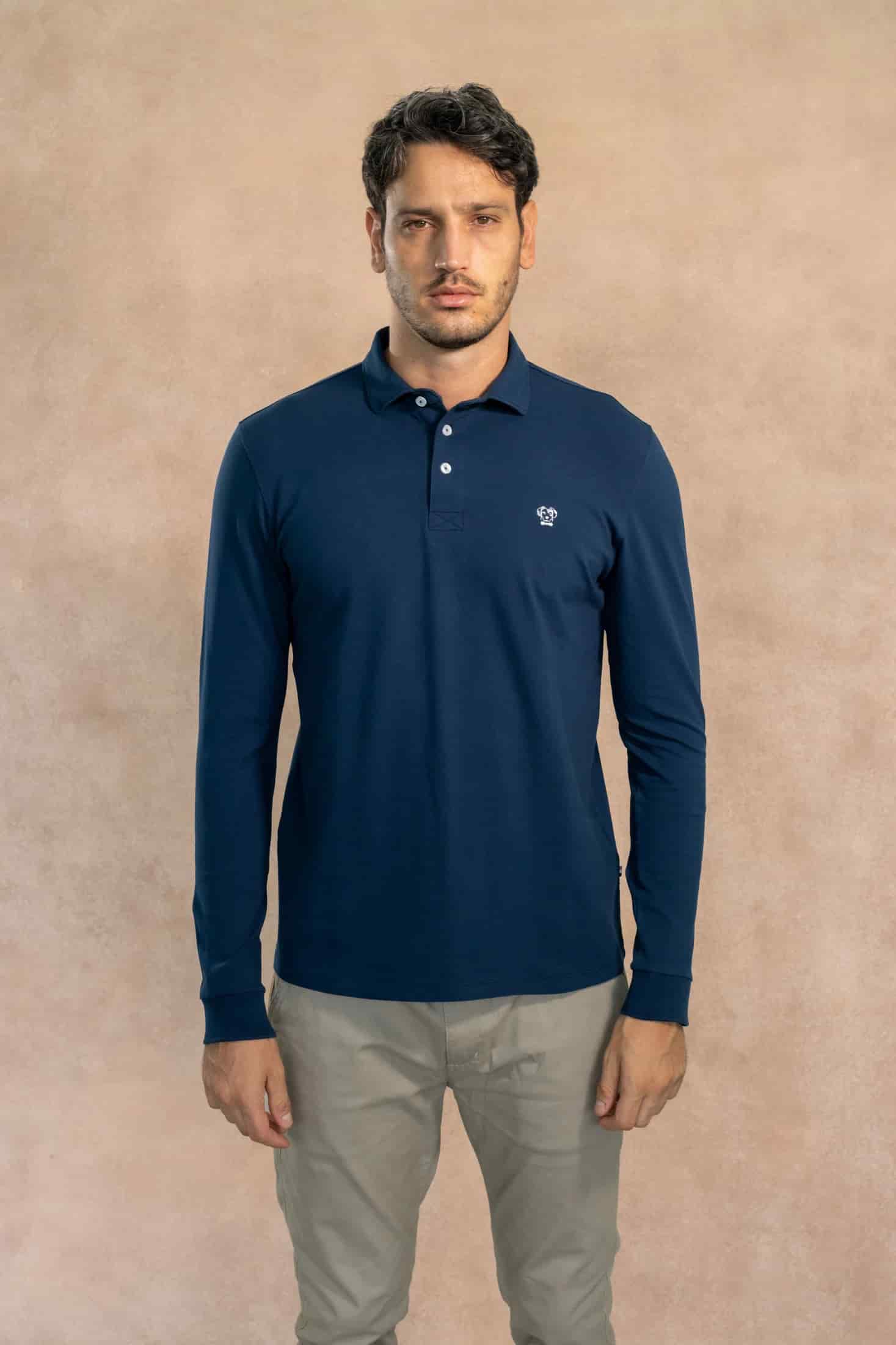 Polo Antimanchas Manga Larga Azul Navy - miniatura 1