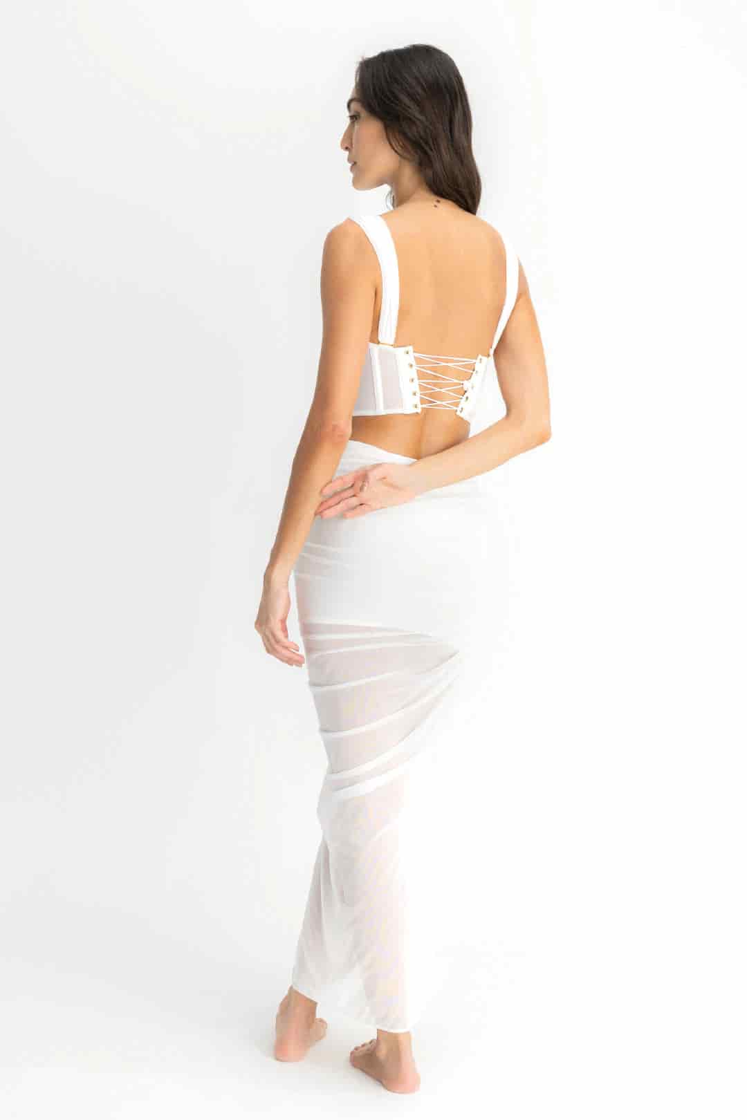 SET CROP TOP, FALDA & PANTY AISA MARFIL - miniatura 2
