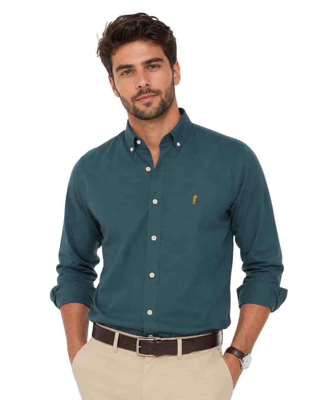 Camisa Manga Larga Oxford Premium Verde Oscuro - miniatura 1