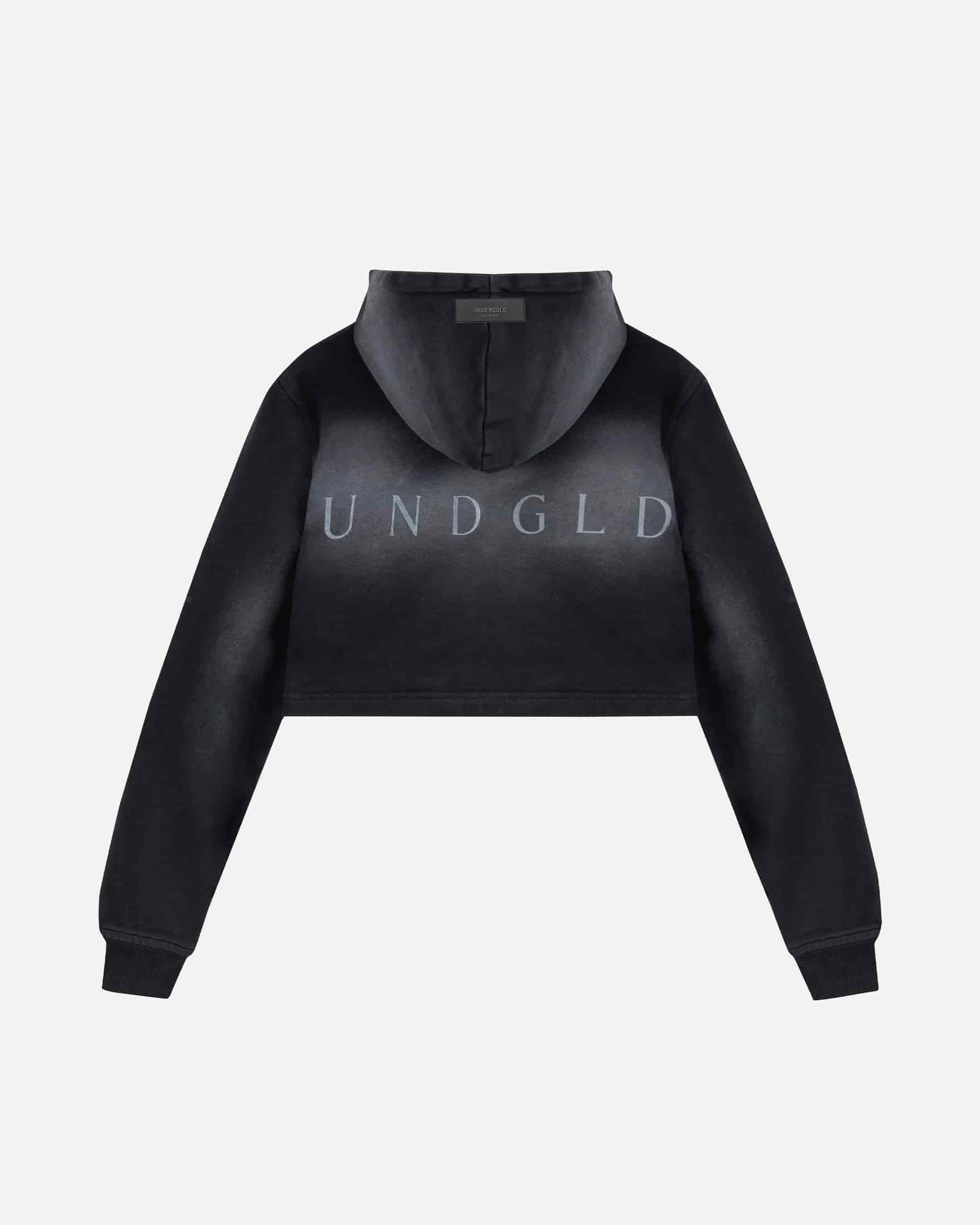 Eternal UNDGLD Slim Fit Zip Up Cropped Hoodie Smoky Black - miniatura 3