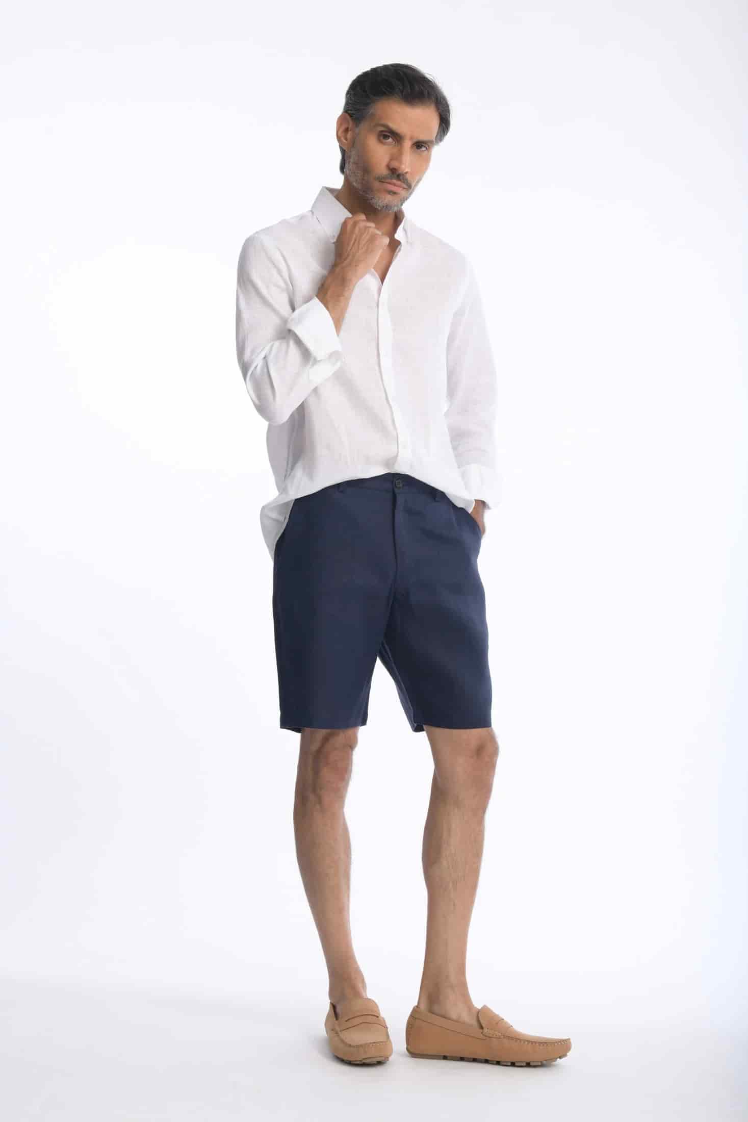 Bermuda Lino Azul Navy - miniatura 1