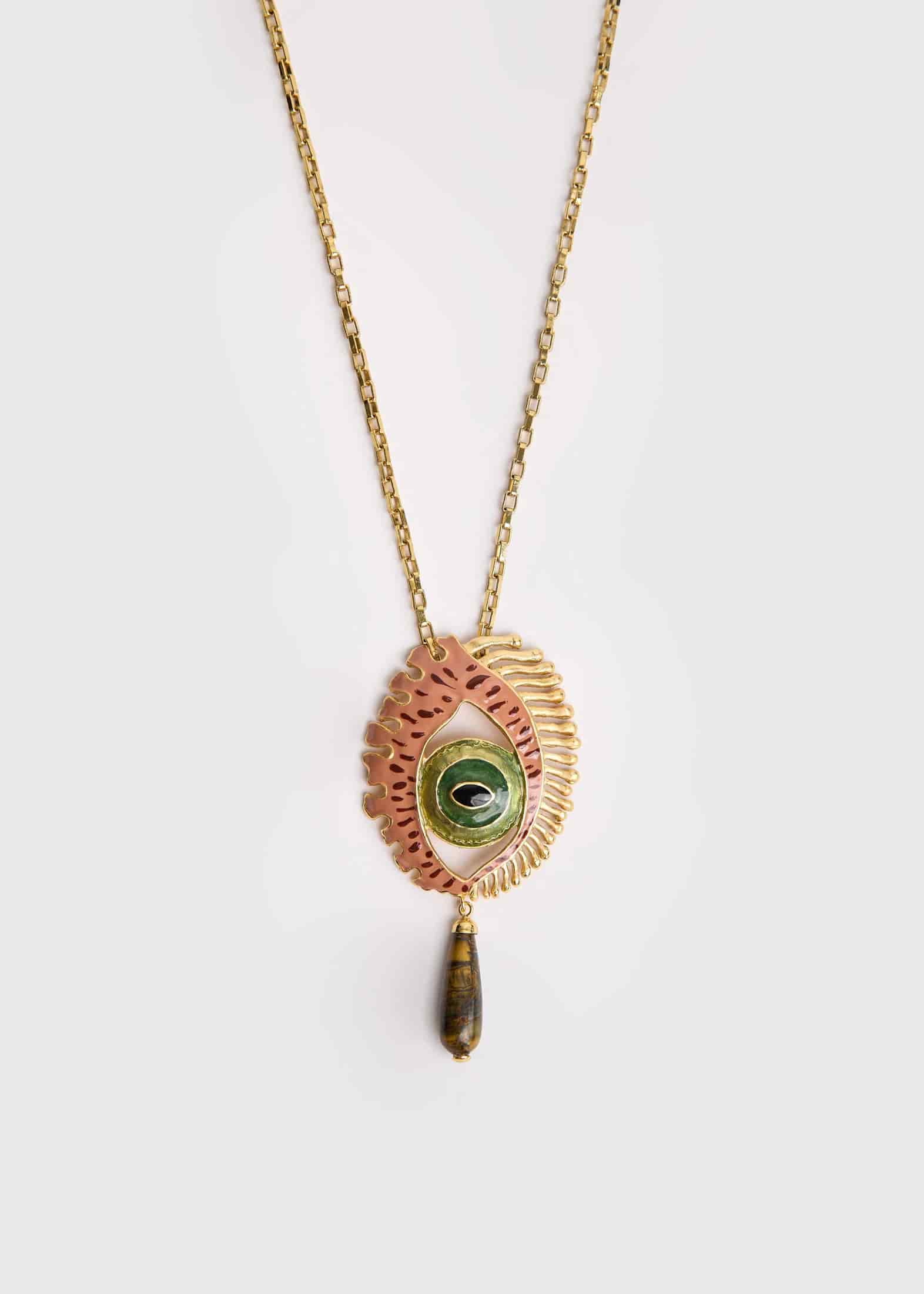 MAXI EYE TERRACOTTA CHAIN NECKLACE - miniatura 1