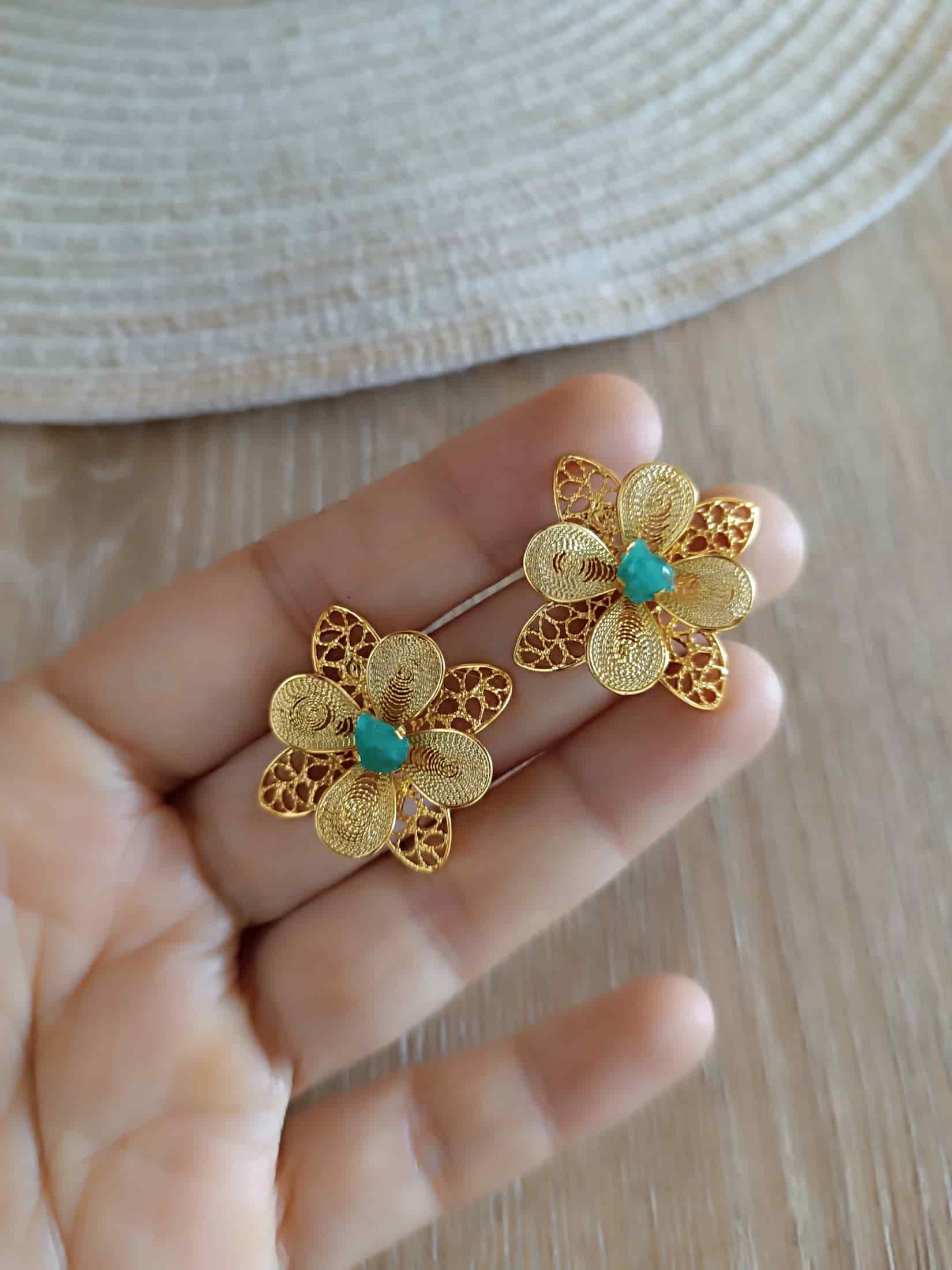 Aretes filigrana y esmeralda,  Nacira - miniatura 3