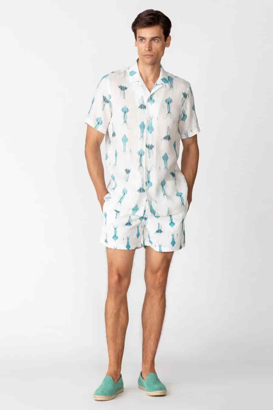 Men's linen shirt white egret - miniatura 6