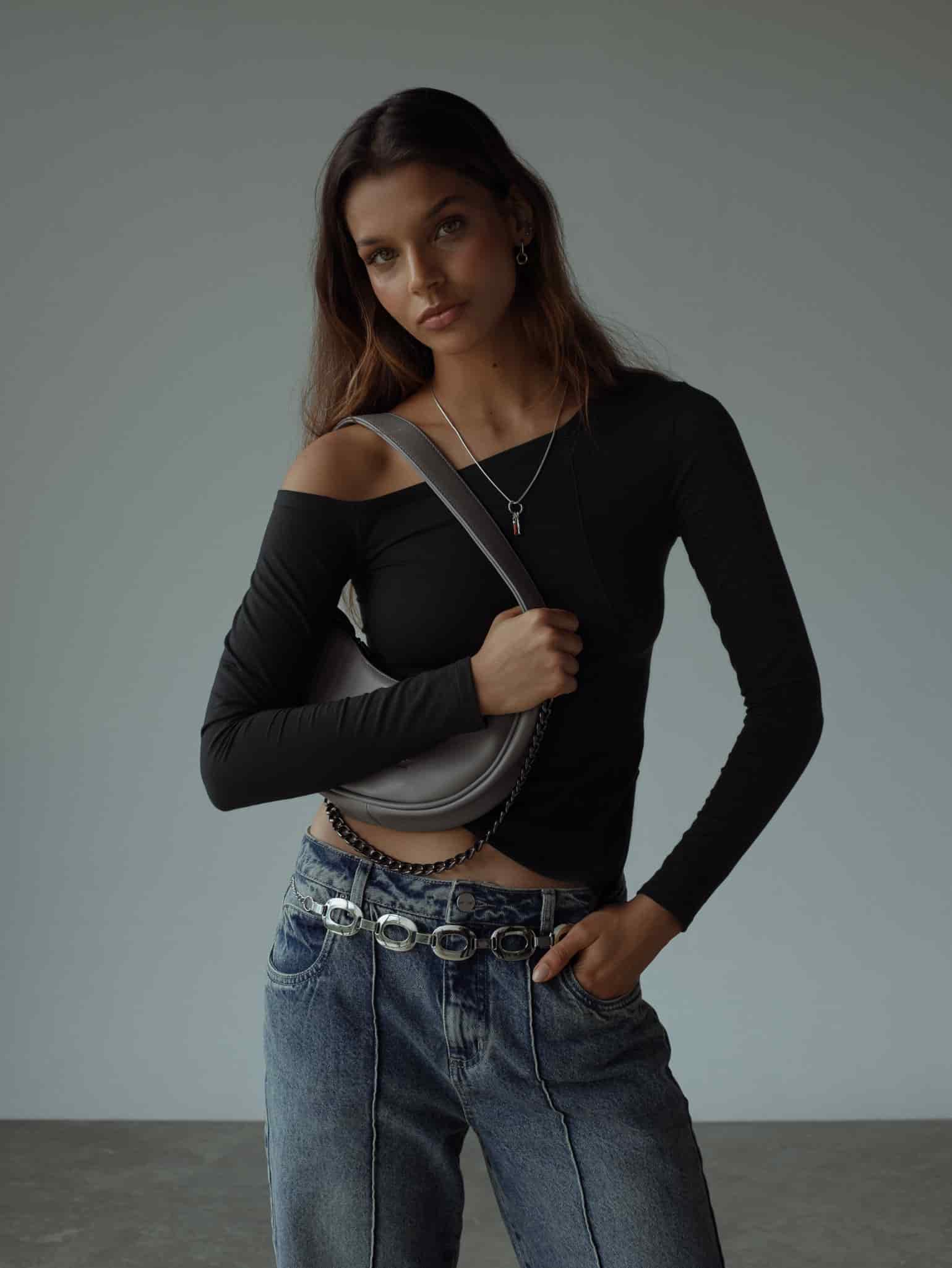 OPEN NECK LONG SLEEVE - BLACK - miniatura 4