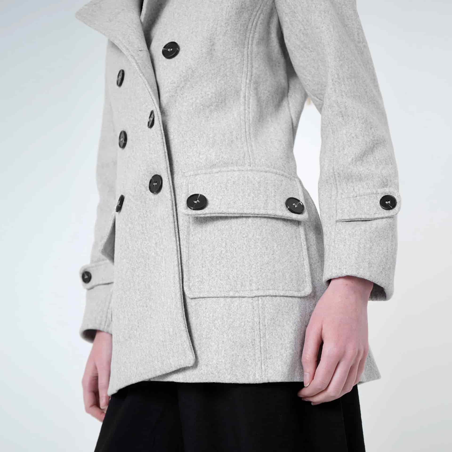 Chaqueta abrigo trench cruzado cuello solapa con capucha - miniatura 21