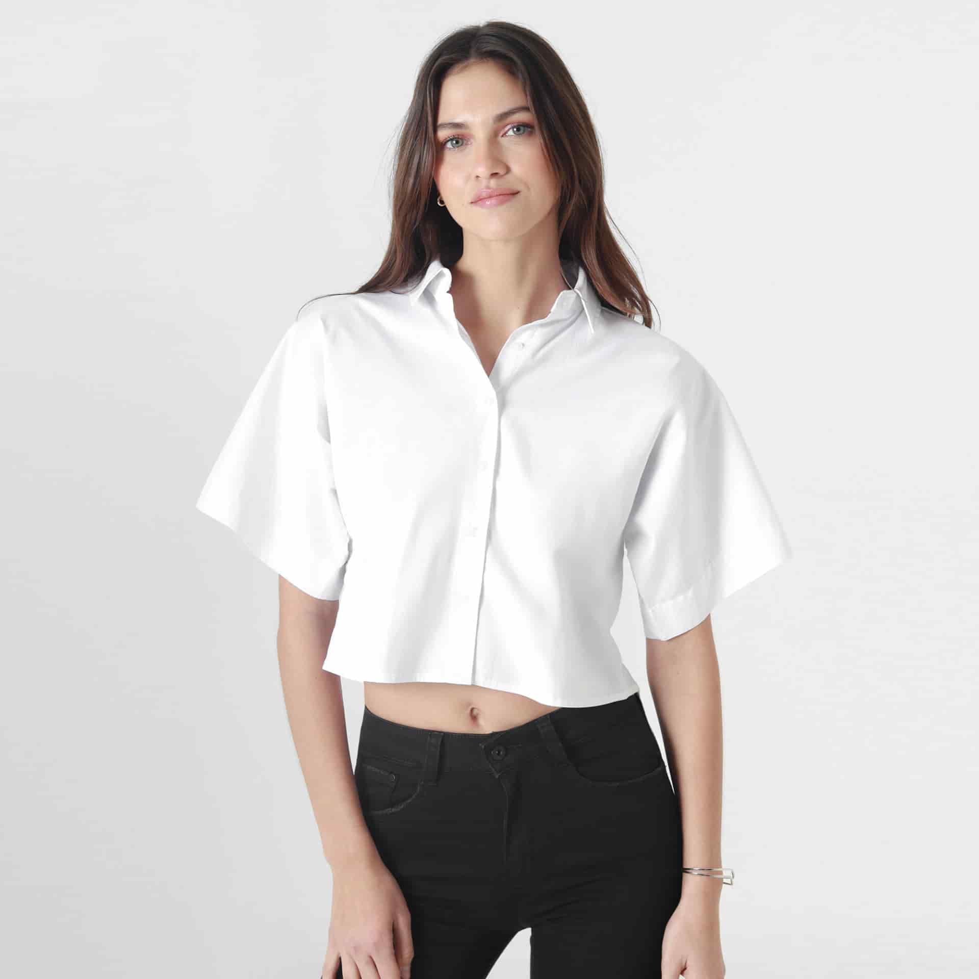 Blusa Cuello Camisero Manga Corta - miniatura 1