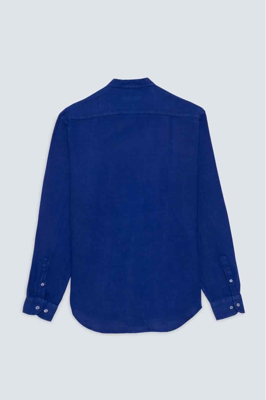 Men's linen shirt mao blue ink - miniatura 2