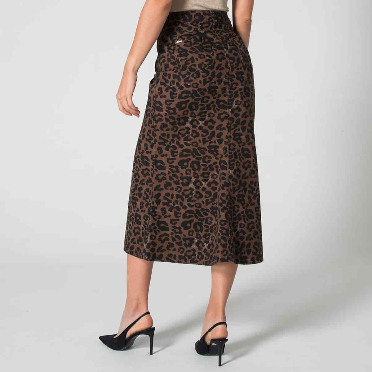 Falda Larga Slim Animal Print Midi Gadiel - miniatura 3